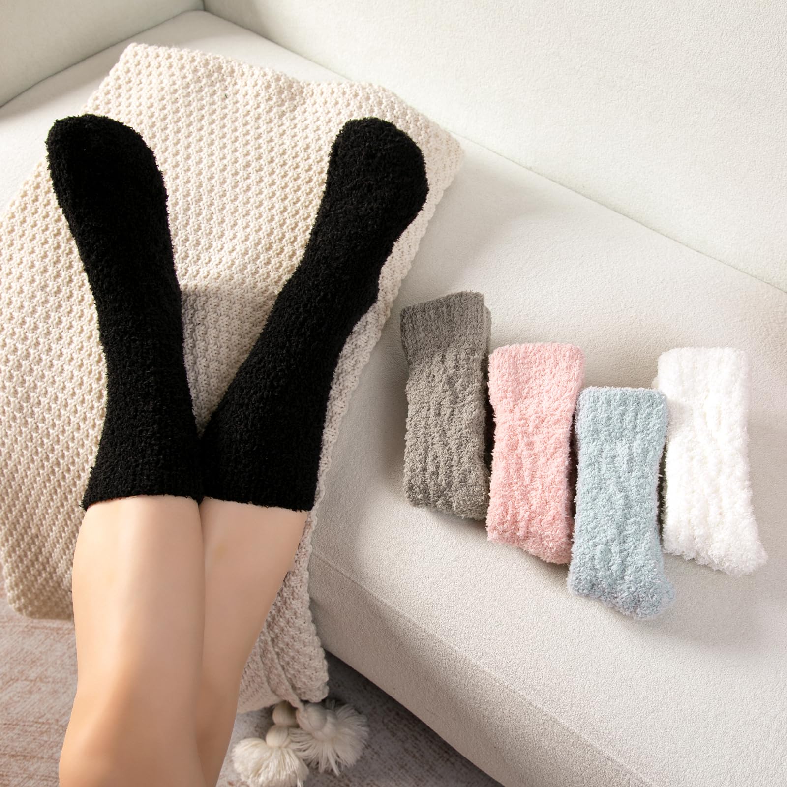 Pleneal Fuzzy Socks for Women - Non Slip Socks Womens, Slipper socks Hospital Sock with Grips for Women, Warm Fluffy Sock