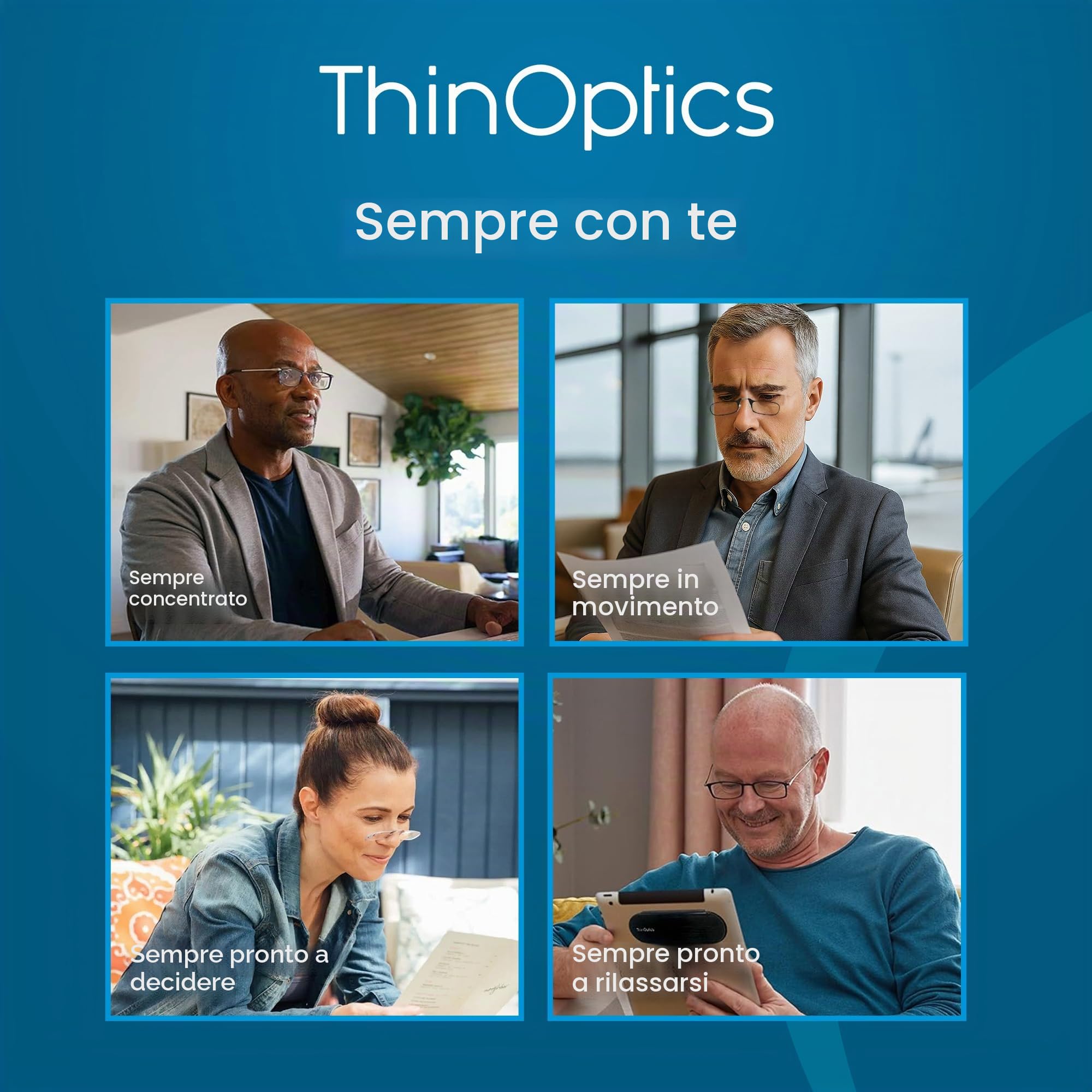 ThinOptics Occhiali Lettura Luce Blu, Custodia Magnetica Milano, Pieghevoli | Occhiali con blocco della luce blu per computer e schermi, uomo e donna, ultra sottili e leggeri, per ufficio e smart working