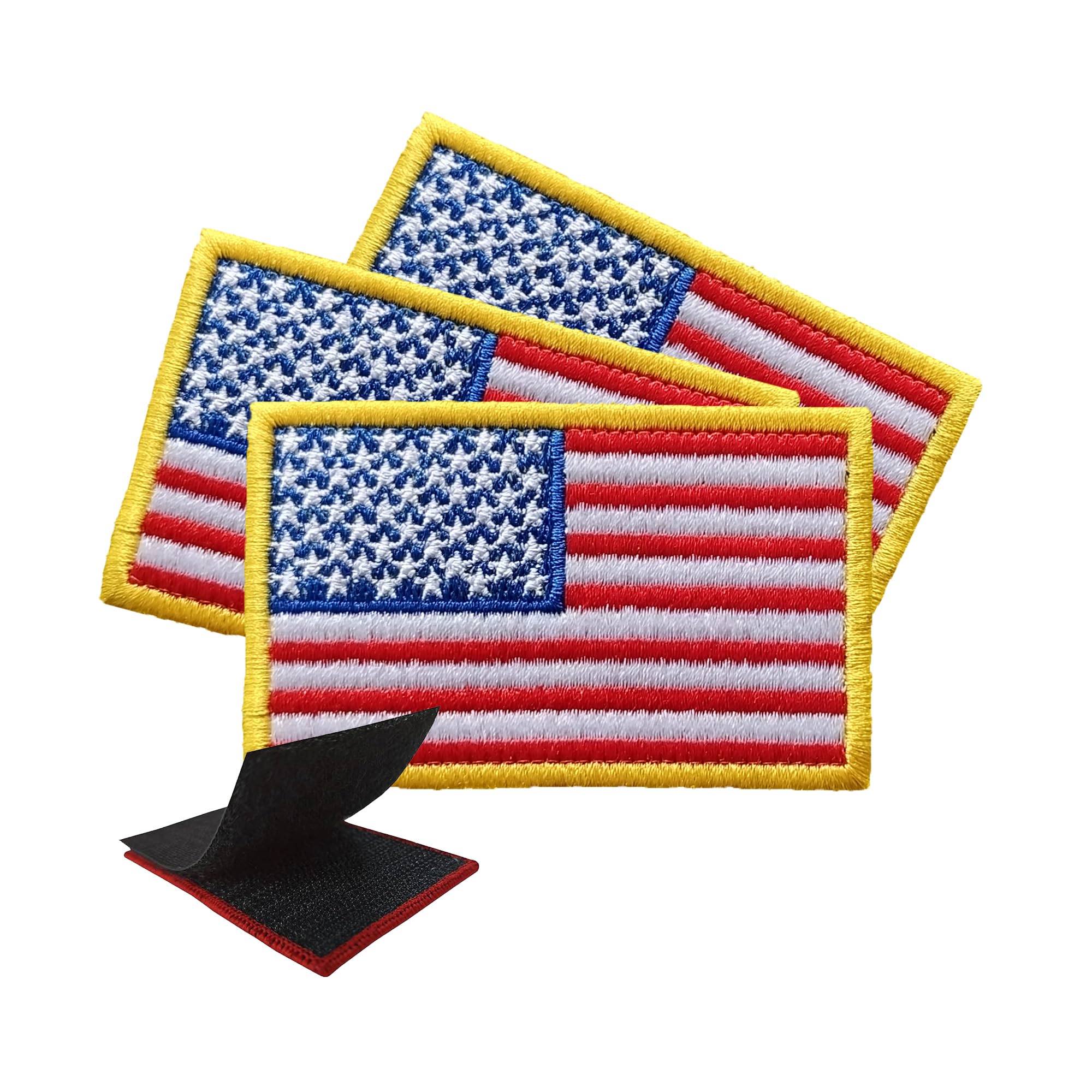 Bandiera americana - USA - Bordo bianco o giallo - Ondulata - Applicazione termoadesiva - Toppa ricamata - 620872 - Italia