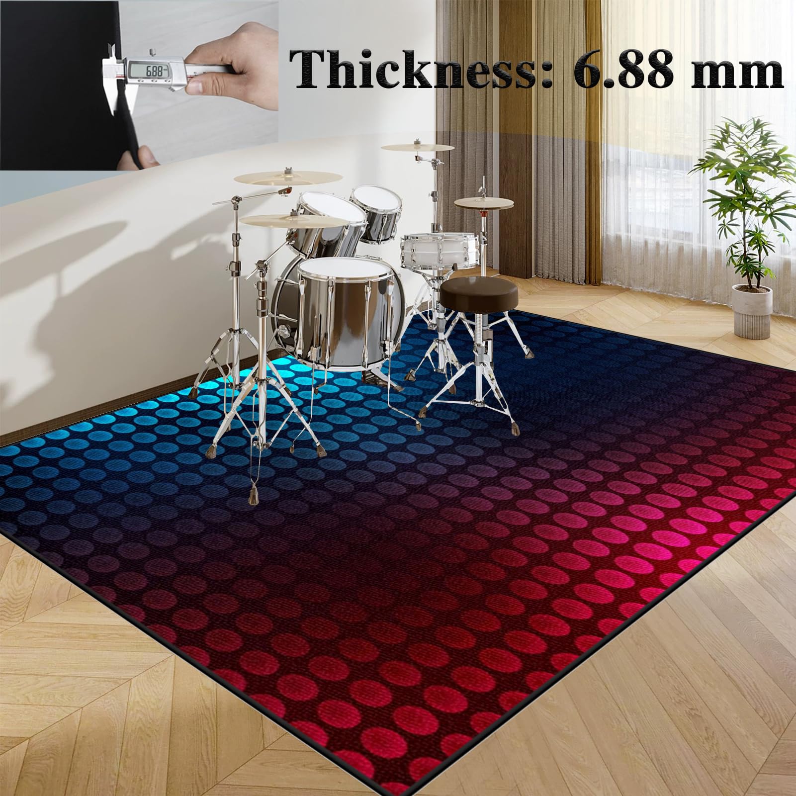 160 x 140 cm Schlagzeugteppich Schallschutz Teppichmatte Trommel Teppiche, Schallschutzmatte, Rutschfeste Drum Matte für Akustik Schlagzeug Bass Drum Elektronisch Snare Musikinstrumente Teppich