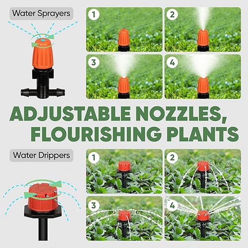 Miniatura 6 de OnBrand Sistema de riego por goteo de 164 pies, kit de sistema de riego de jardín de conexión rápida para cama de flores elevada, huerto, macetas,
