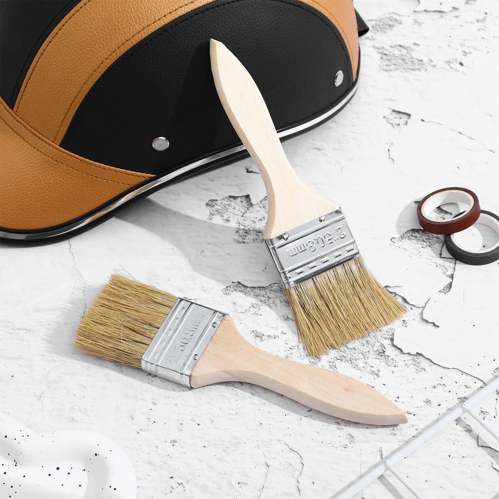 TEHAUX Flachpinsel 30 Stück 45mm mit Robustem Holzgriff Pinsel für Holzterrassen und Zierleisten Lackpinsel und Beizpinsel für Holzlasur und Malerbedarf