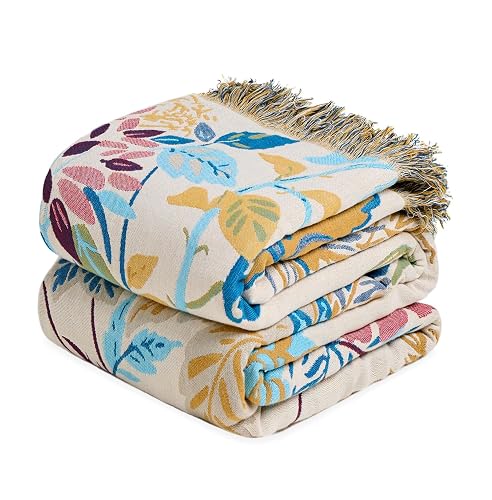 Boho Throw Blanket - 100% Cotton Throw Blankets for Bed