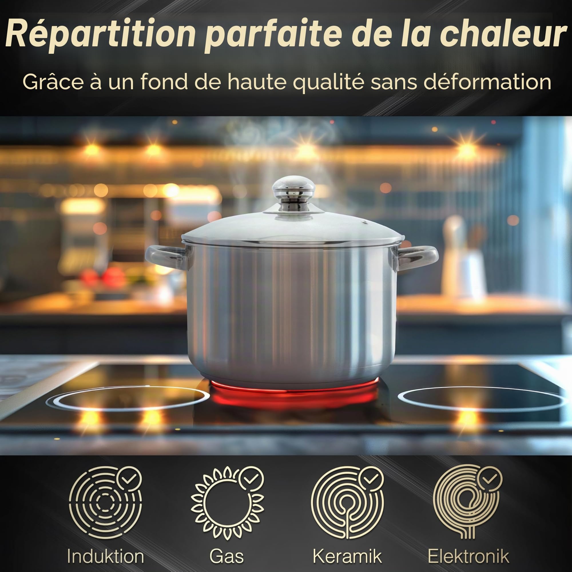 BEYOND Casserole à Pâtes 24 cm Acier Inoxydable - Couvercle en Verre, Passoire Amovible, Compatible Induction, Cuiseur Multifonction, Faitout avec Égouttoir Intégré