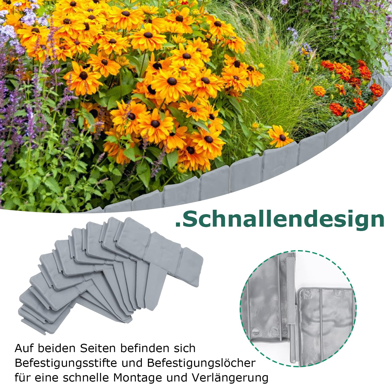 Bordure De Jardin Barrière Clôture Gazon Effet Pierre 17,5M - 70 Pièces Bordure De Jardin Barrière Clôture Gazon Effet Pierre 17,5M - 70 Pièces