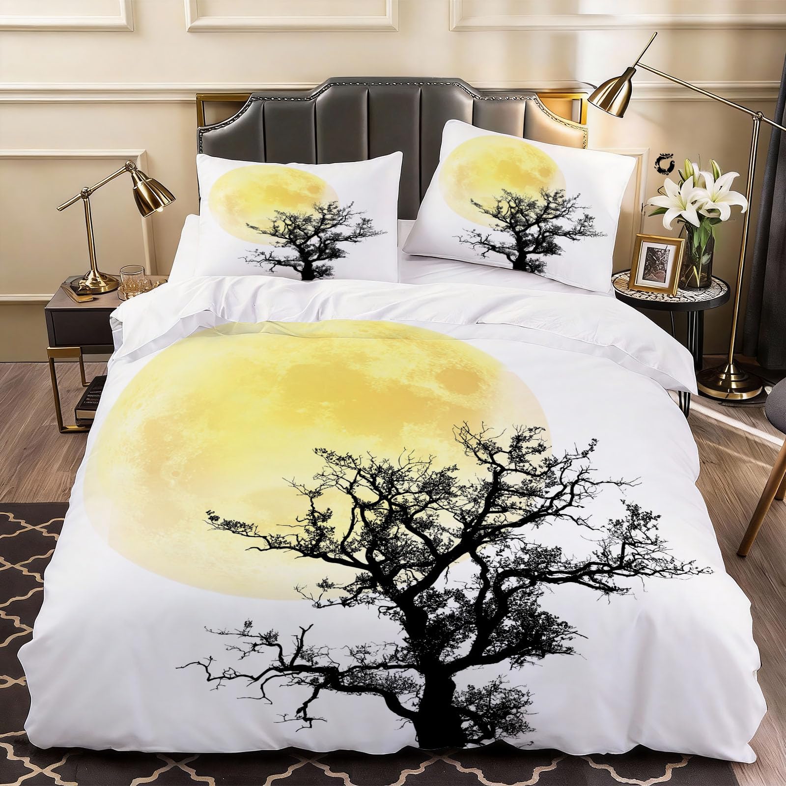 3D Tree Branches Duvet Cover Cartoon Bedding Double Bed Set, Soft Microfiber Comforter Cover Printed with Zipper Closure Quilt Coverr 200x200 cm and 2 Pillowcases