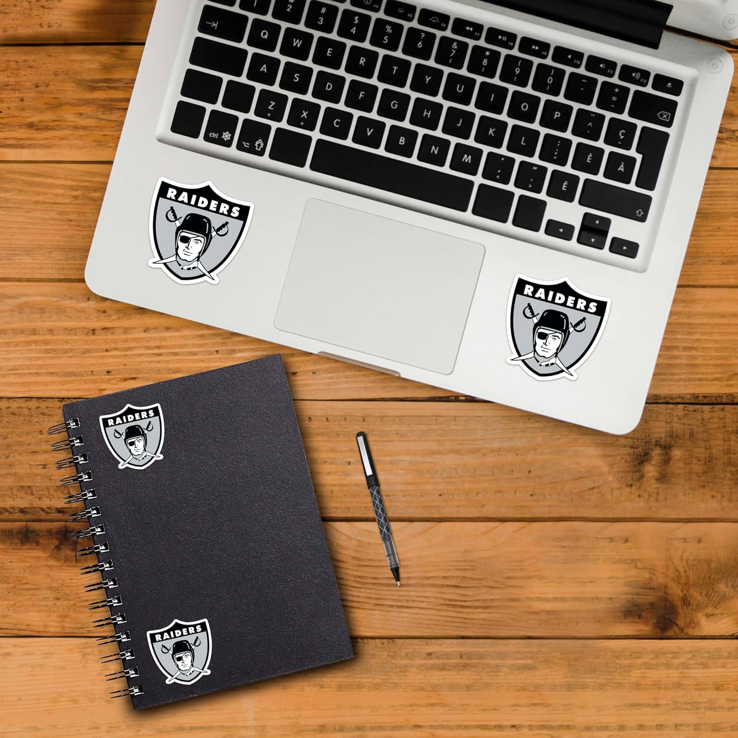 FANMATS 39530 NFL - Las Vegas Raiders Decal 6-pk - Works On Hard Surfaces - for Homes, Cars, Trucks, SUVs, Personal Items, Laptops, Cell Phones | Gray | 5” x 6.25” | 6 Various Logos/Wordmark