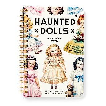 Brass Monkey Haunted Dolls – Sticker Book with 18 Pages of Traditional Vintage Inspired Haunted Doll Stickers and 2 Pages of Puffy Stickers (A Sticker Book)