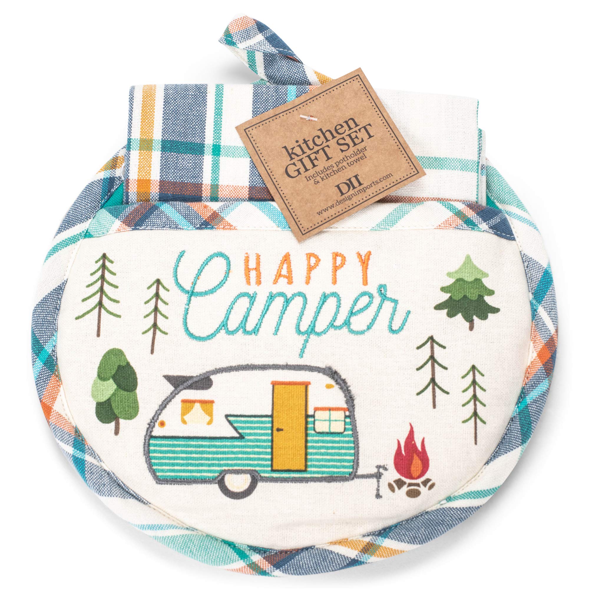 Design Imports DII Happy Camper Dish Towels - Set Of 2 - RV Park Jacquard - Happy Camper Plaid - View #5
