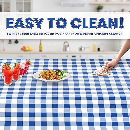 Miniatura 3 de Mantel de plástico de alta calidad - 54 in. x 108 pulgadas. Grandipity - Mantel rectangular (6 y 12 unidades), Cuadros de cuadros azules.