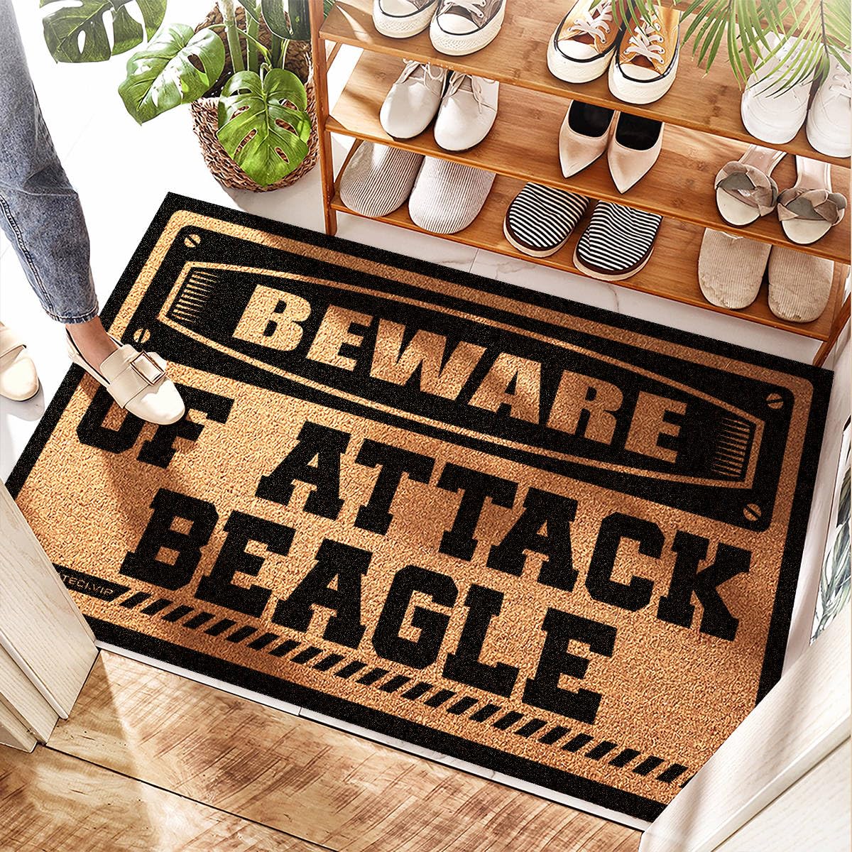Tapis d'entrée d'intérieur robuste anti-beagle pour porte arrière