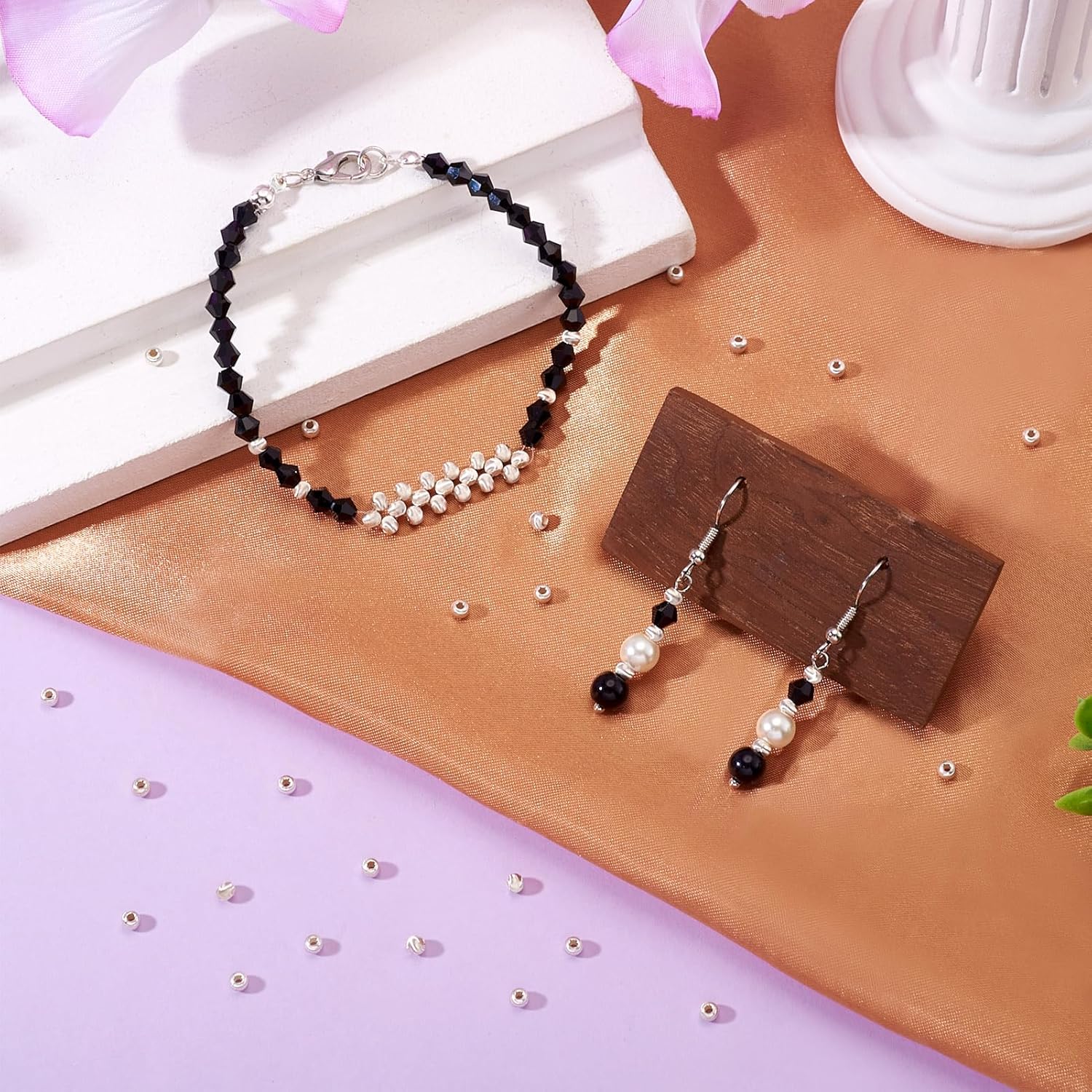 3mm Sterling Silver Beads for Jewelry Making 30Pcs Seamless Silver Round Spacer Beads Tiny Smooth Silver Loose Bead for Stackable Bracelet Necklace Dangle Earring - Image 2