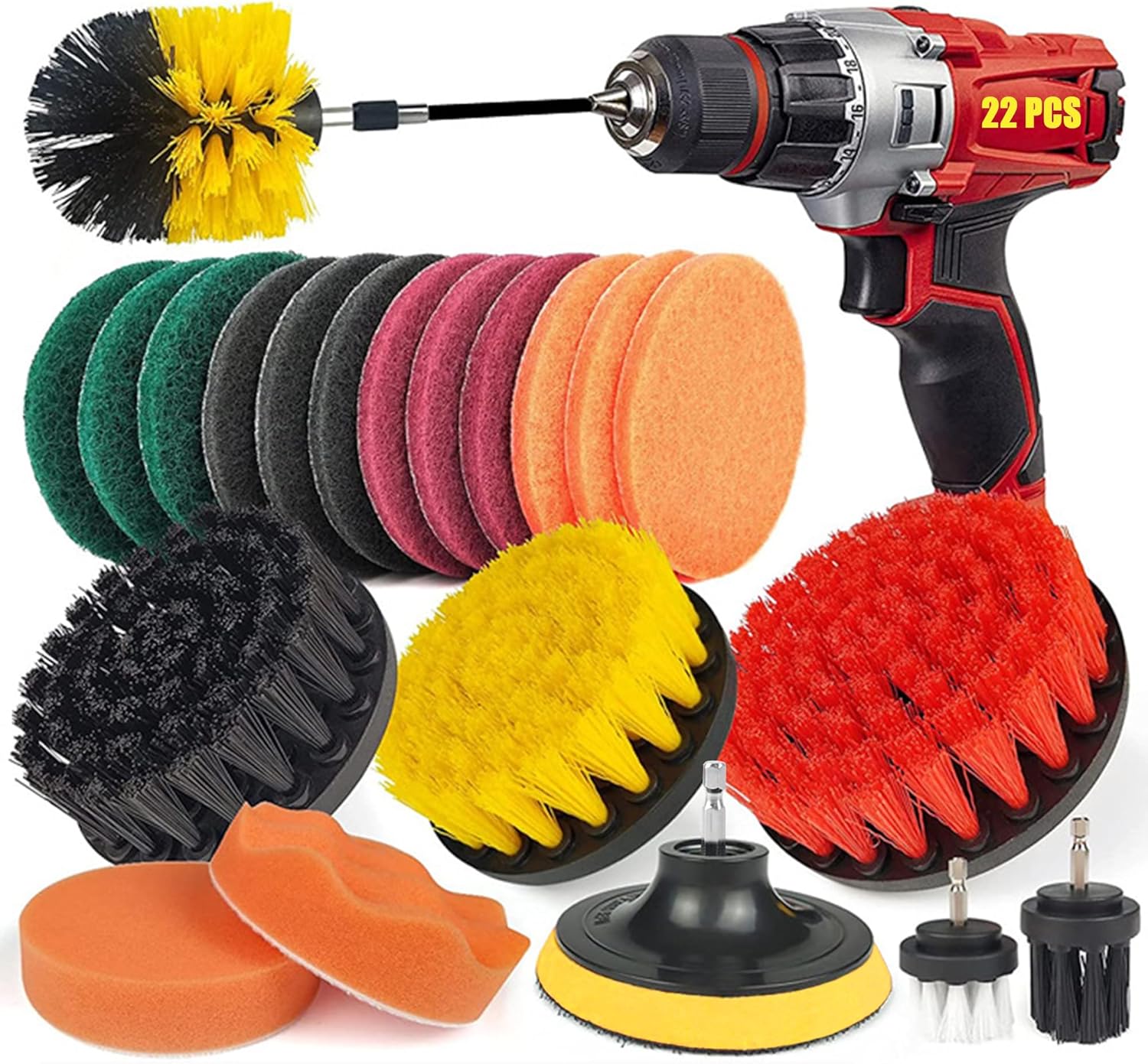 22Piece Drill Brush Attachments Set,1pcs Power Scrubber