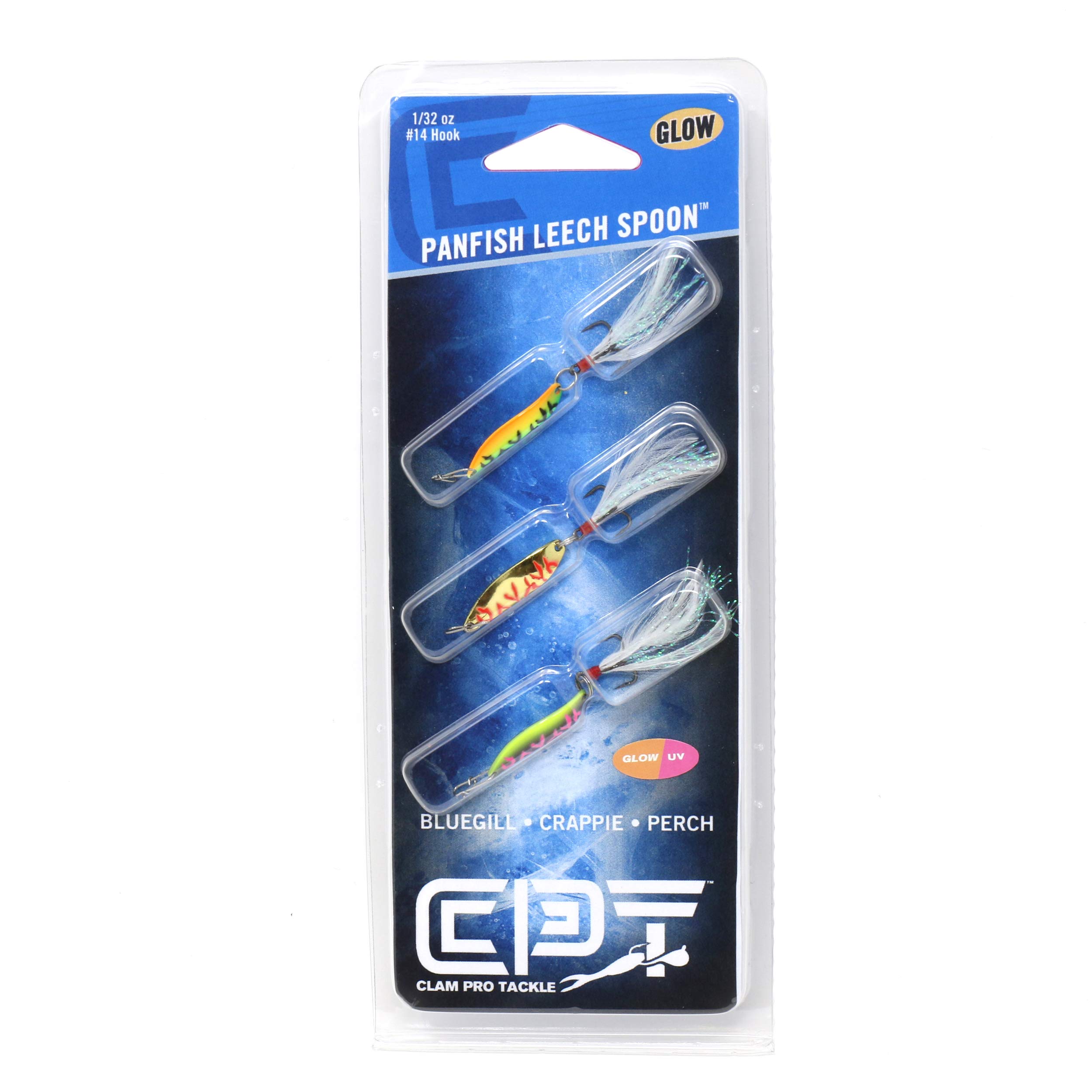 CLAMCorporation 14350 Panfish Leech Flutter Spoon Kit, 1/32oz, Size 14 Lightning