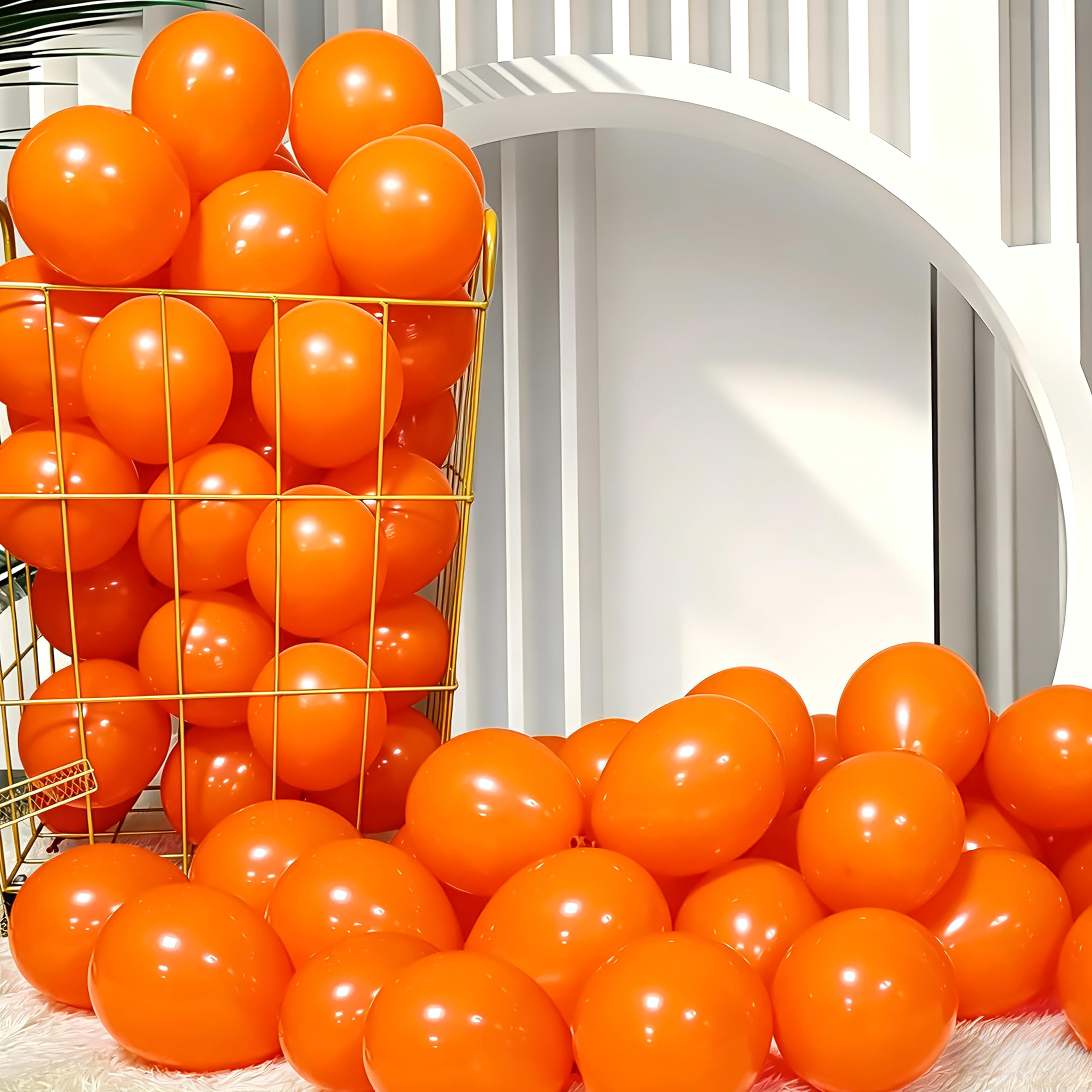 Firomi Small Orange Balloons 5-inch 100 Pack (with 2 Ribbons)