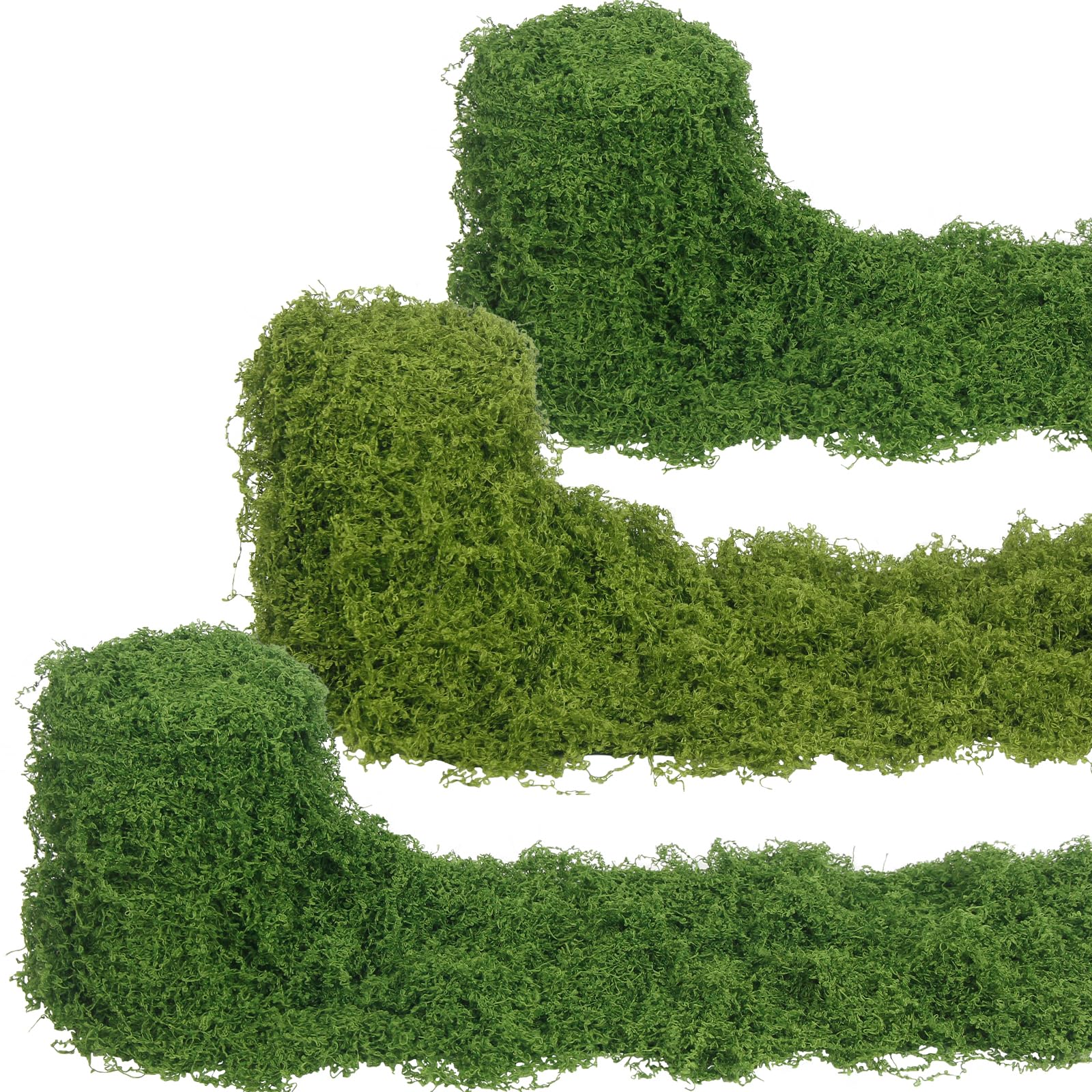 CEWUDA 3 Pcs Fake Moss Rug Table Runner Rolls for Decoration 4" x 47" Artificial Moss for Plants Indoor Green Faux Grass for Planters Crafts DIY Table Centerpieces Fairy Woodland Garden 10 x 120cm