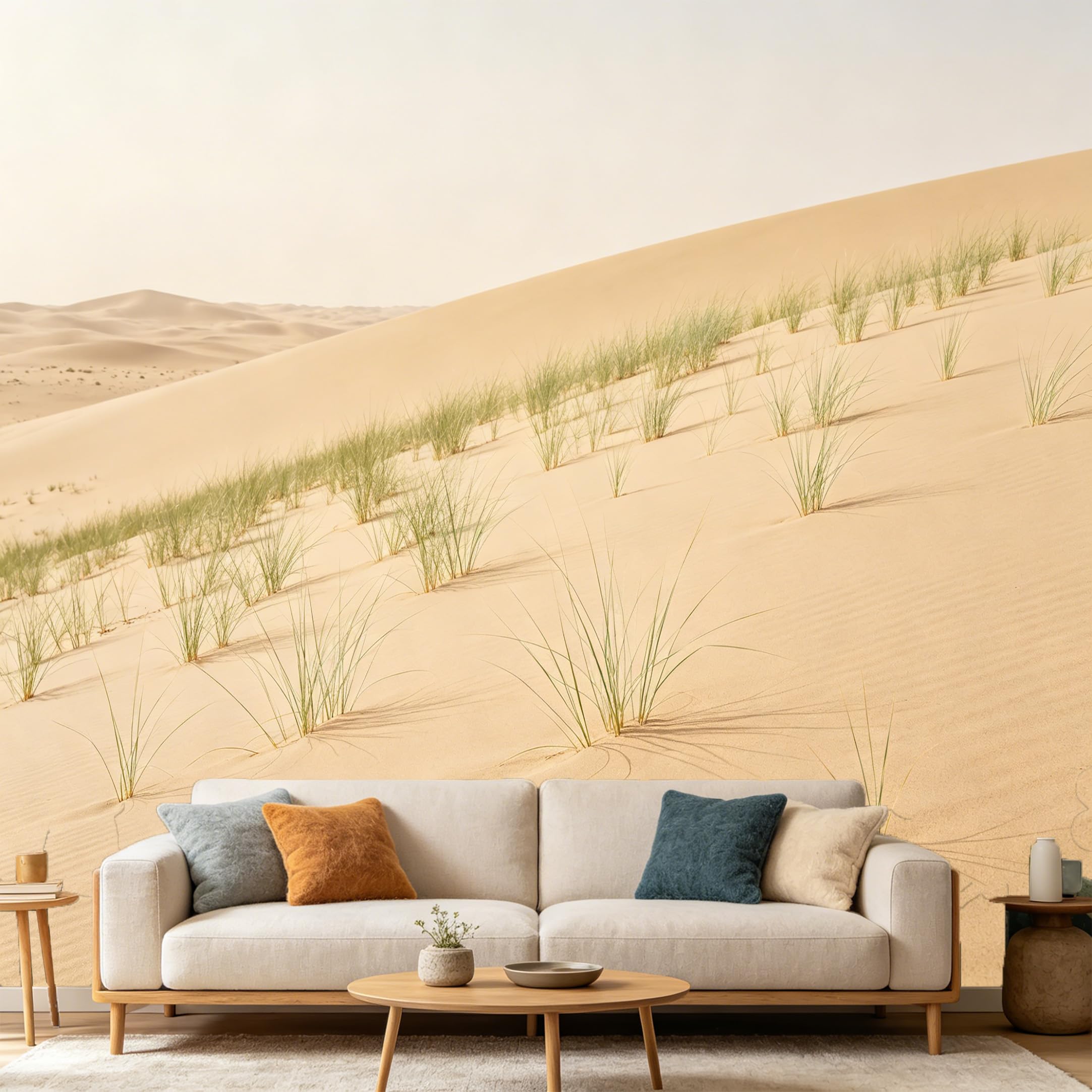 Custom Size Wall Mural Desert Sand Dunes Landscape Minimalist Nature Scenery SelfAdhesive Art Prints wall Fabric（No PVC） Removable Wallpaper Home Bedroom Decor