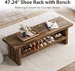 2 Banc d'entrée de gamme, 47.24" Banc de chaussures, sac de chaussures rustique, banc de rangement en bois pour entrée Hallway Chambre à coucher, montage facile, brun rustique