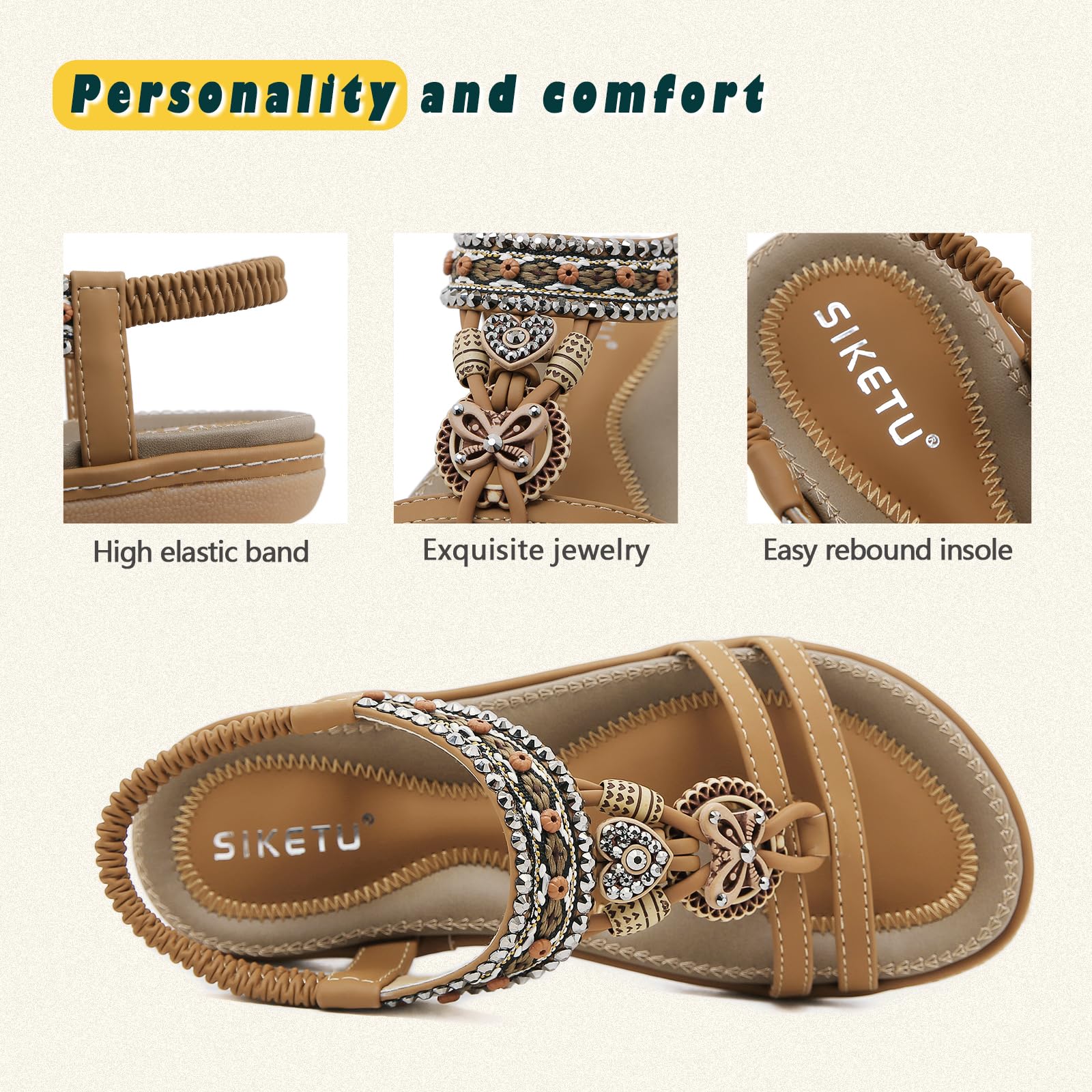 Sandalias Mujer Verano Plana Comodas Bohemio Casual Sandalia