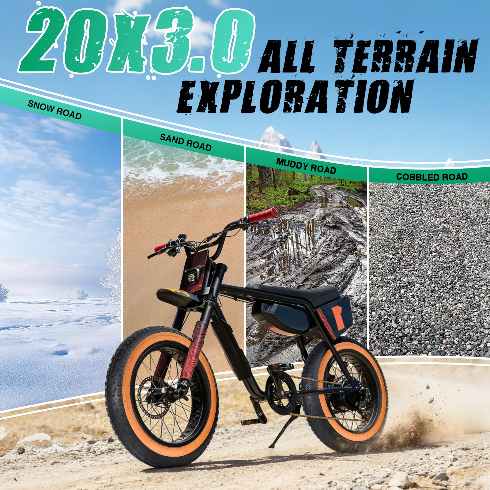 MEGHNA 16/20/26 x 3,0 pollici per bicicletta elettrica compatibile 76-305/76-406/76-559 MTB/Fat Tires/Snow&Electric Bike