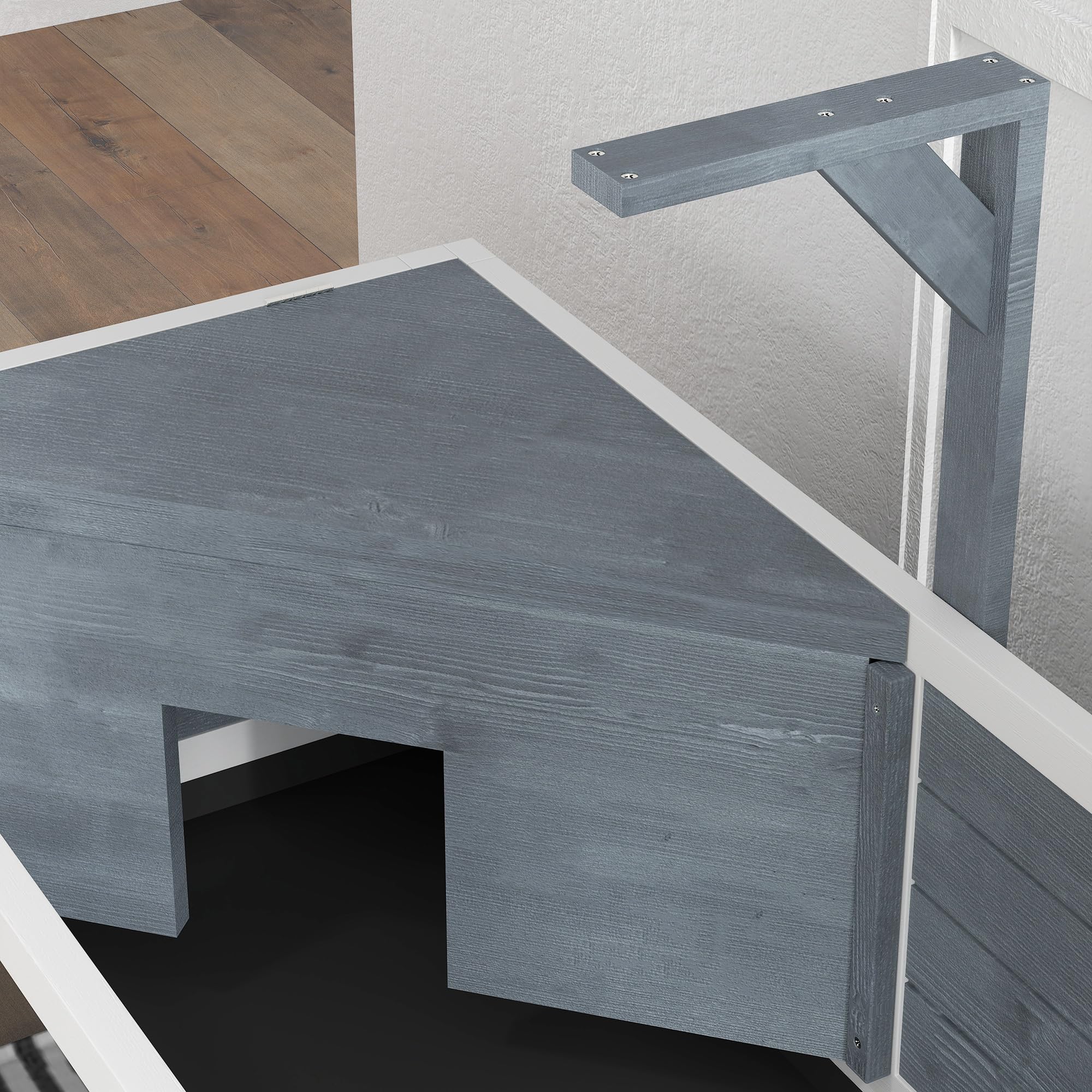 PawHut Casa per tartarughe su piedini a 2 zone - terrario per tartarughe terrestri con tetto apribile e zona interattiva - recinto 90 cm, supporto lampada, vista panoramica e ripiano - grigio