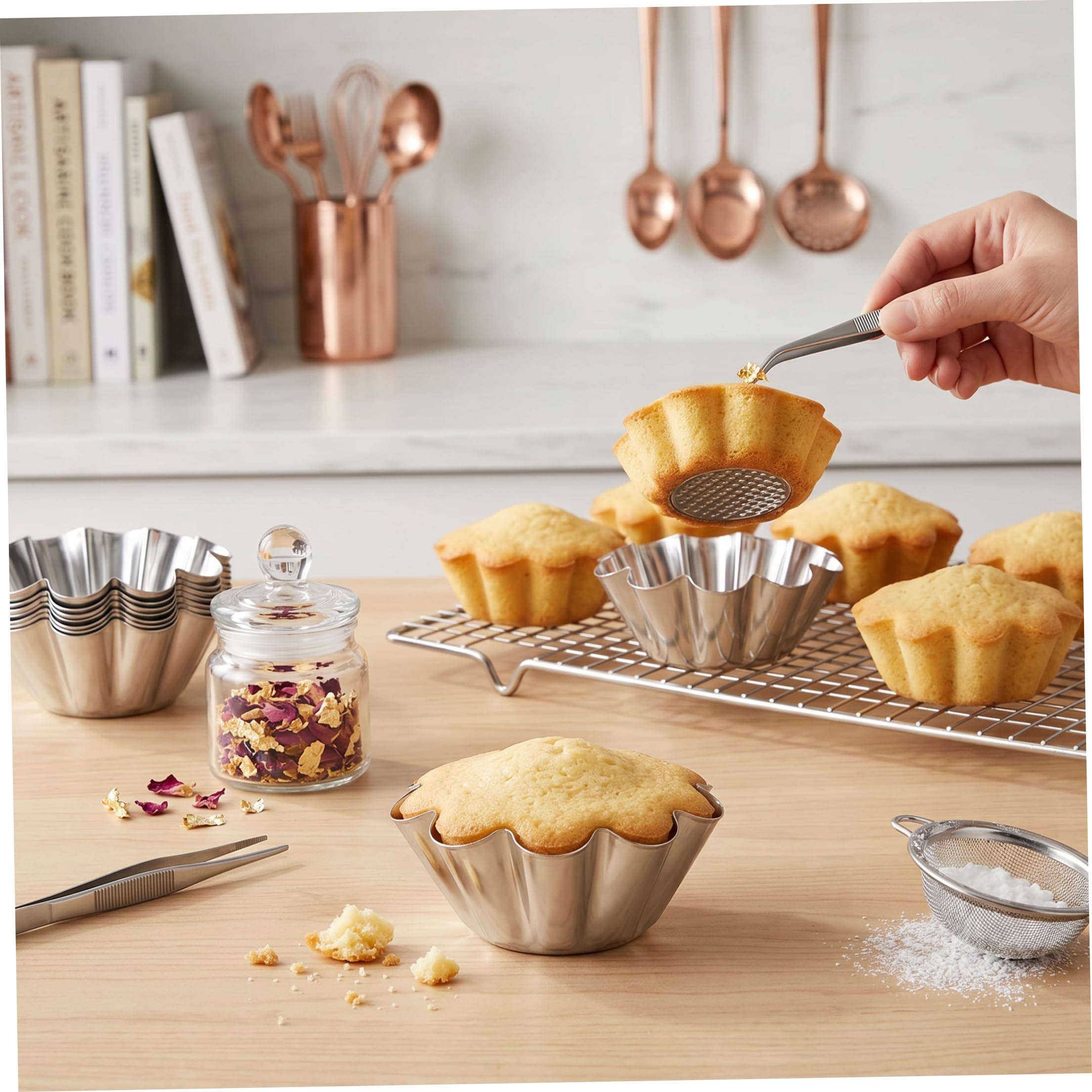 Stampo per crostata di uova da 12 pezzi, stampi per gelatina in acciaio inossidabile Mini stampo per gelatina e per dolci fatti in casa, 3 pollici