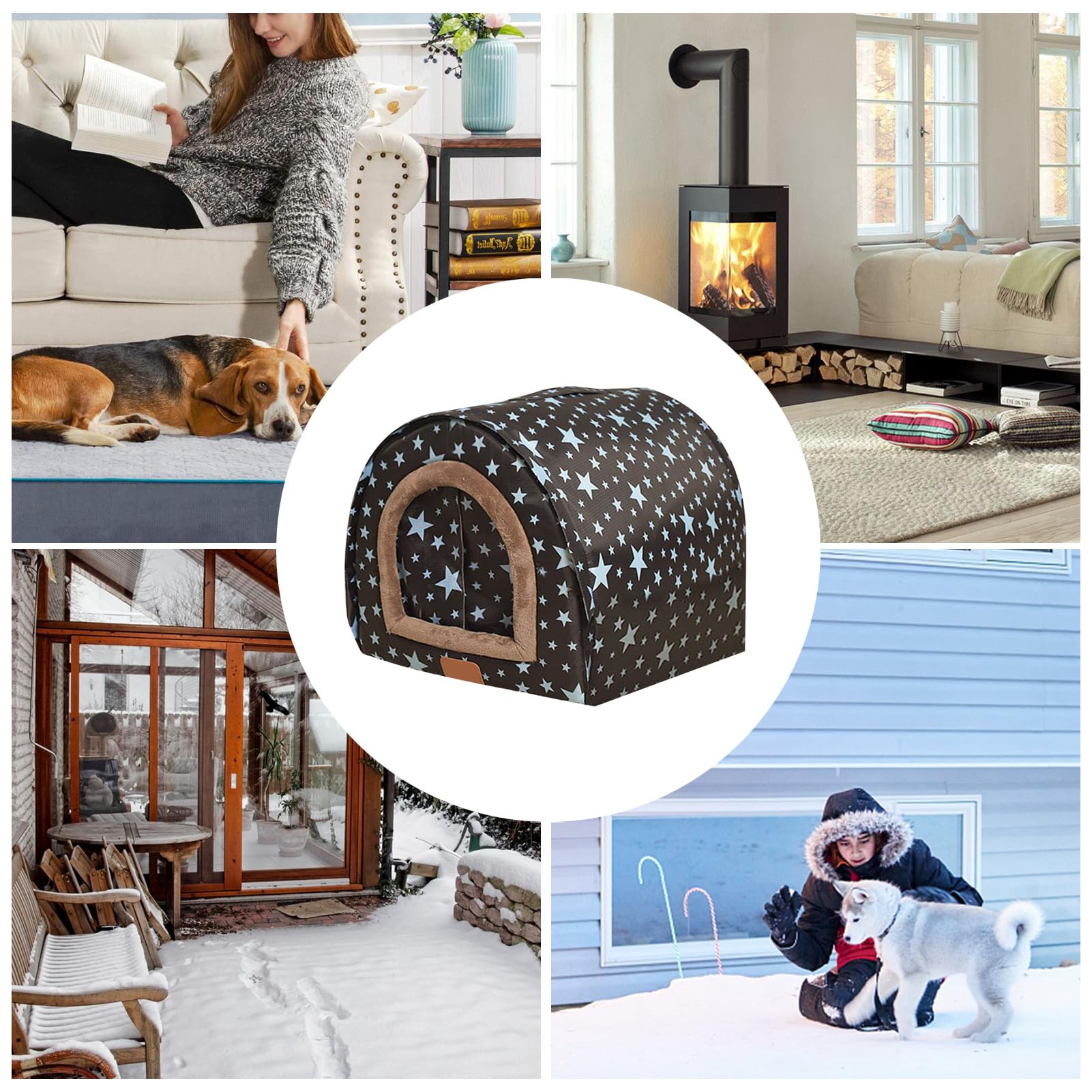 Casa De Invierno Para Mascotas - Cama Convertible Para Perro Y Gato Con | Cortina | Cueva Plegable Y Caliente Para Mascotas | Esponja De Franela De Tela Oxford Impermeable – Cosido