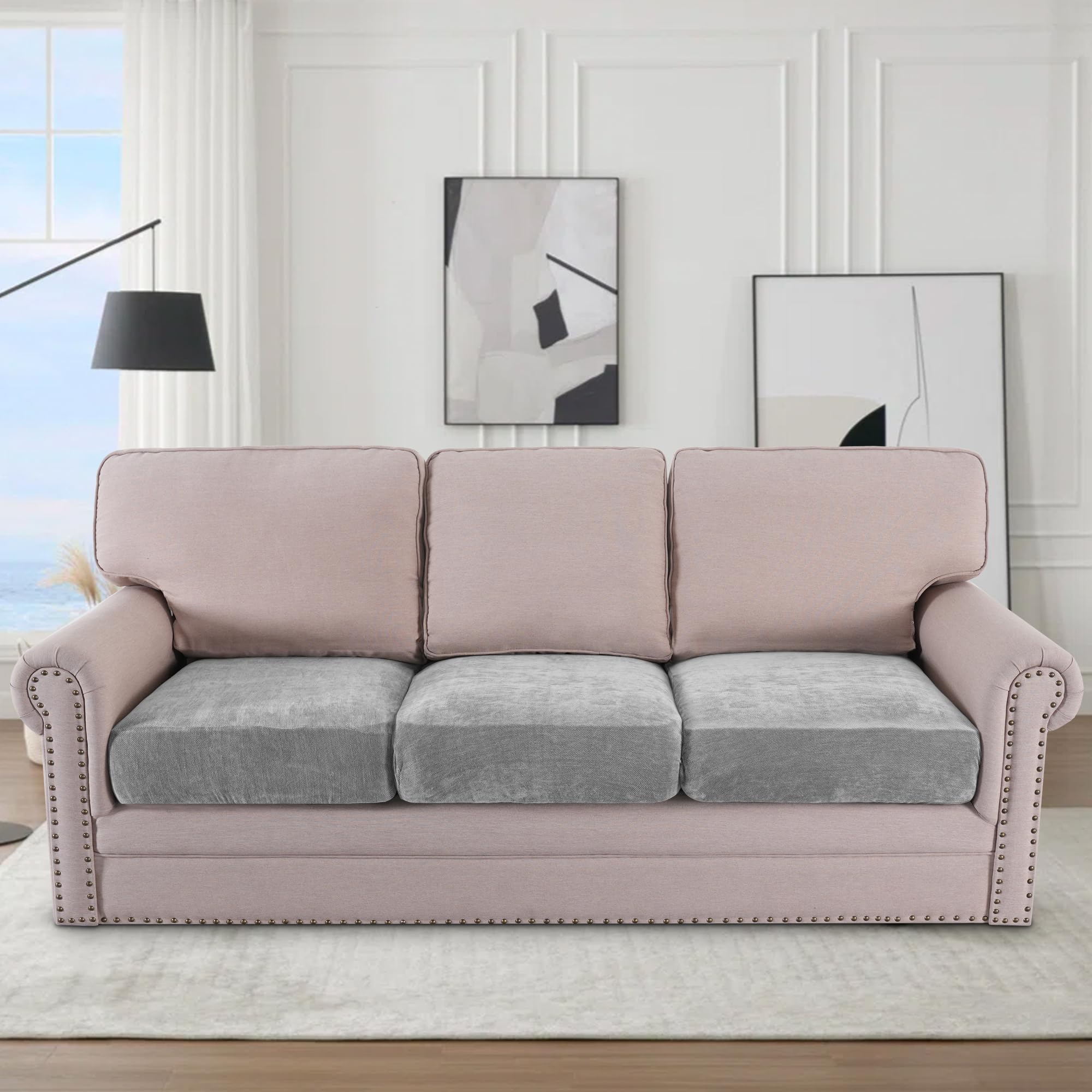 H.VERSAILTEX Stretch Mixed-Color Chenille Couch Cushion Cover Soft Sofa Covers Individual Seat Couch Slipcover Sets Furniture Protector Seat Cushion