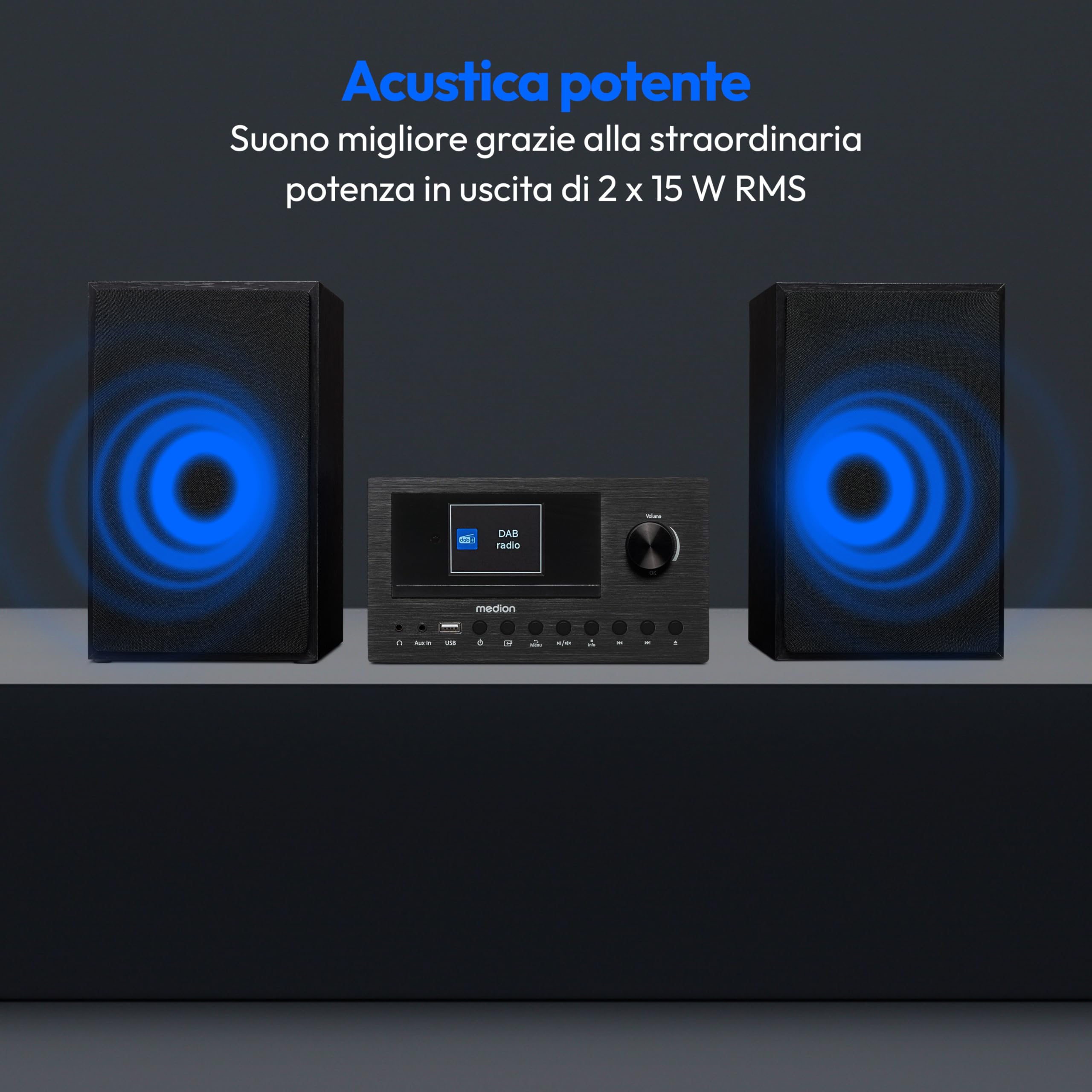 Sistema Audio MEDION P66400 All-in-One - Radio Internet, DAB+, CD, Bluetooth, Subwoofer Integrato - Foto 3