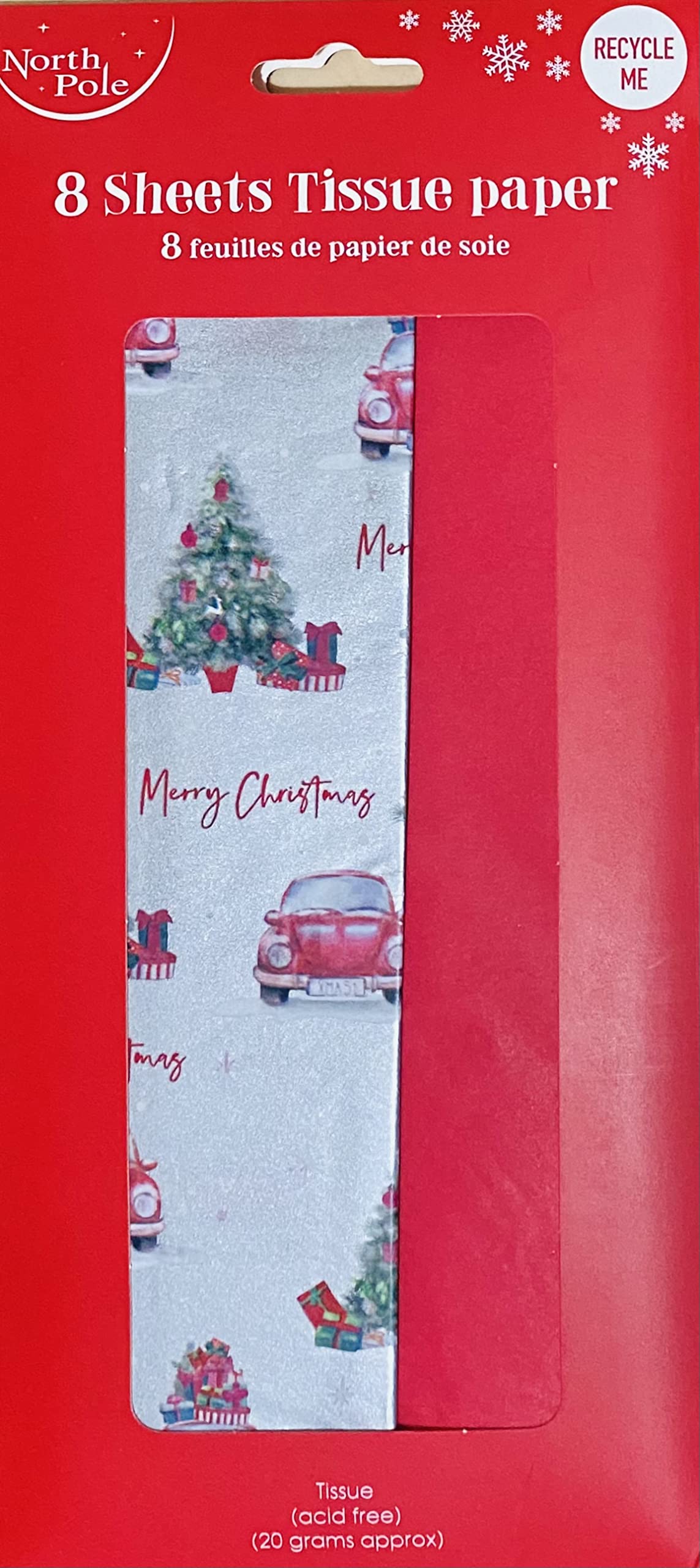 Christmas Tissue Paper Gift Wrapping, Assorted Traditional Festive Xmas Designs| Recyclable Eco Friendly Wrapping for Delicate Items (Siler/Red Merry Christmas)