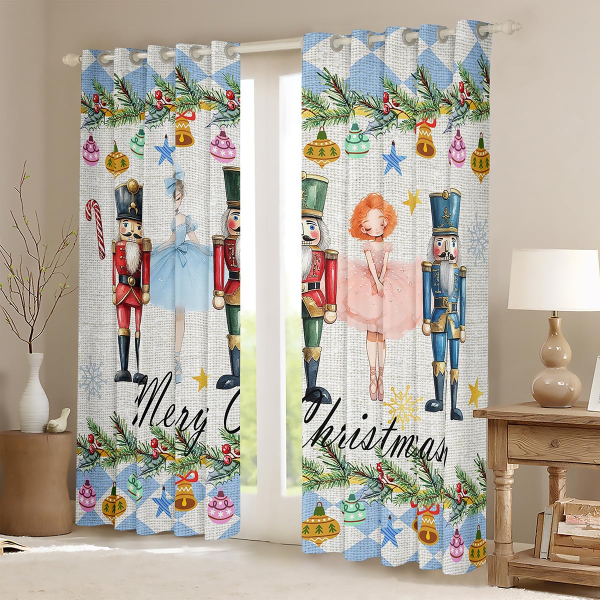 Homewish Nutcracker and Ballet Girl Curtains for Bedroom,Christmas Nutcracker Curtains Gifts for Kids Girls Boys,Xmas Decorations Curtains Winter Snowflake Window Curtains 2 Panels 52x63 - Image 2