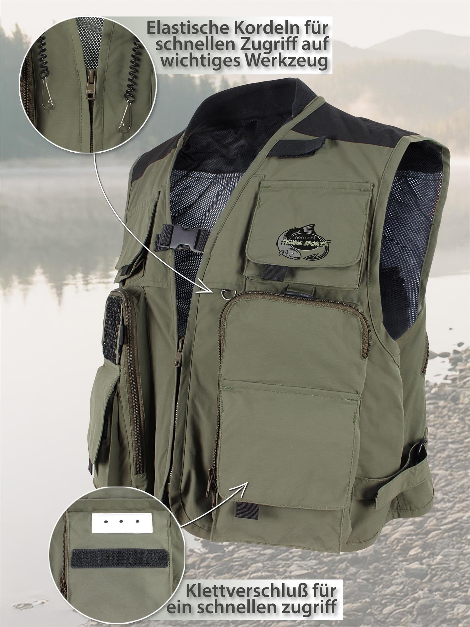 normani Outdoor Jagd- und Anglerweste, superleicht mit Netzfunktion