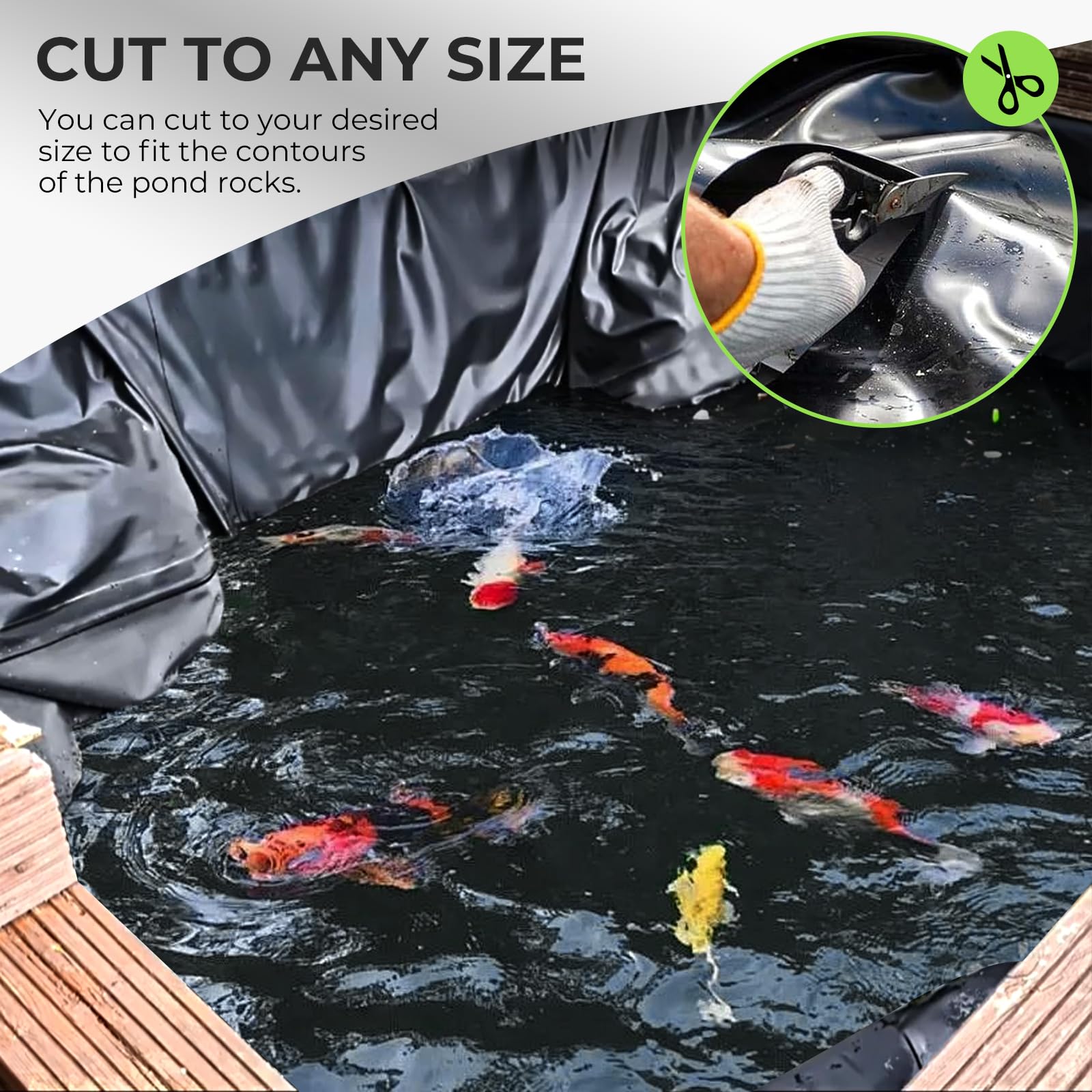 2x3m Telo Laghetto, 0.2mm Spessore Telo per Laghetto da Giardino, Fodera Laghetto per Fontana da Giardino Esterno, Cascata, Laghetto per Tartarughe