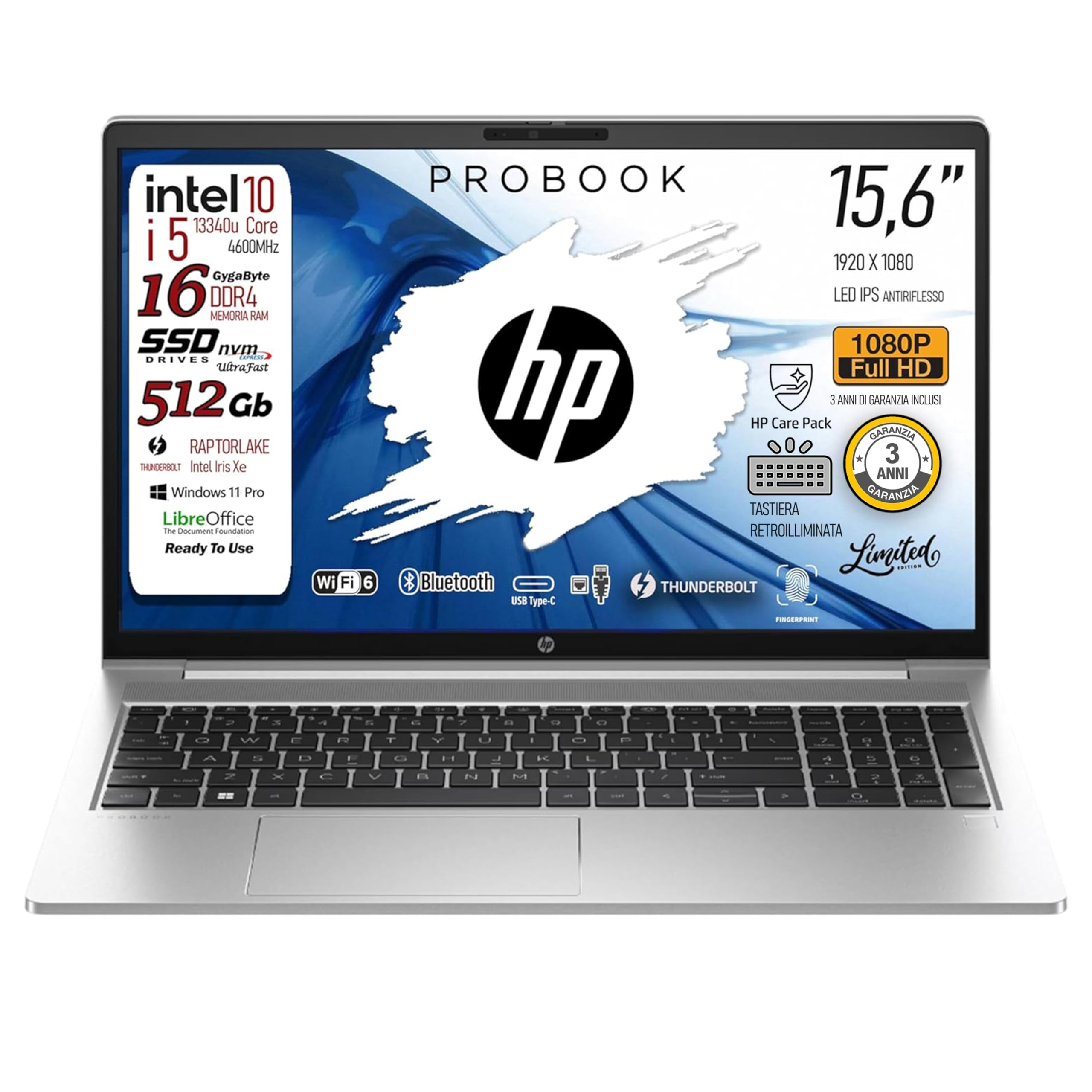 #585 美品 HP ProBook 450 G10 i5-1335U 16GB HP ProBook 450 G10 Notebook Portatile, i5-1334U, Ram 16Gb