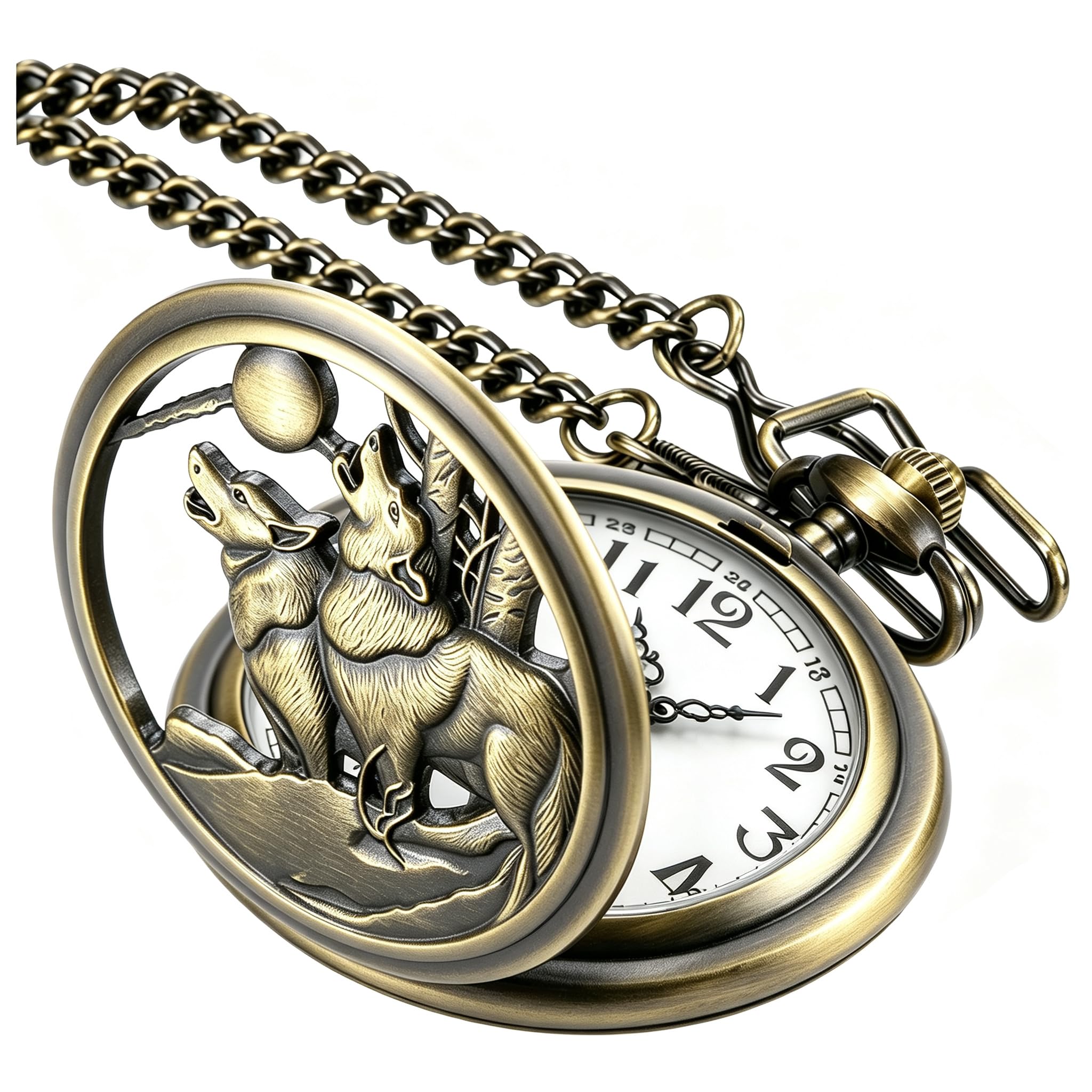 Tiong Pocket Watch Pattern Vintage Quartz Pocket Watches with Chain Christmas Graduation Birthday Gifts Fathers Day