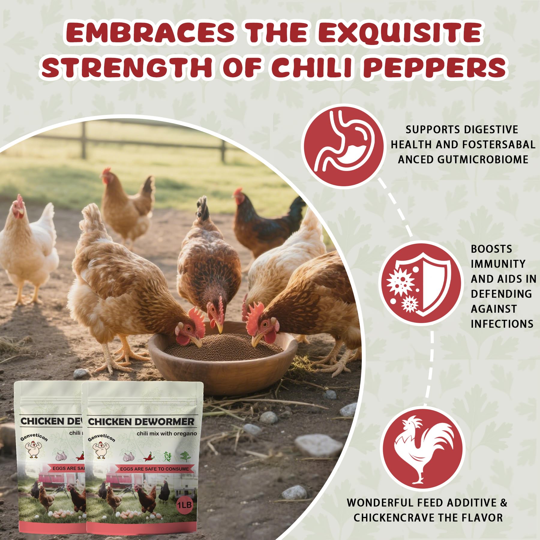 Backyard Flock - Polvo desparasitario de pollo natural, control de parásitos a base de hierbas para gallinas ponedoras y aves de corral, mezcla de hierbas 100% natural, sin extracción de
