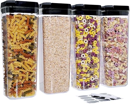 Contenedores herméticos para almacenamiento de alimentos con tapas, organización y almacenamiento de despensa grande de 2.1 L para alimentos secos a