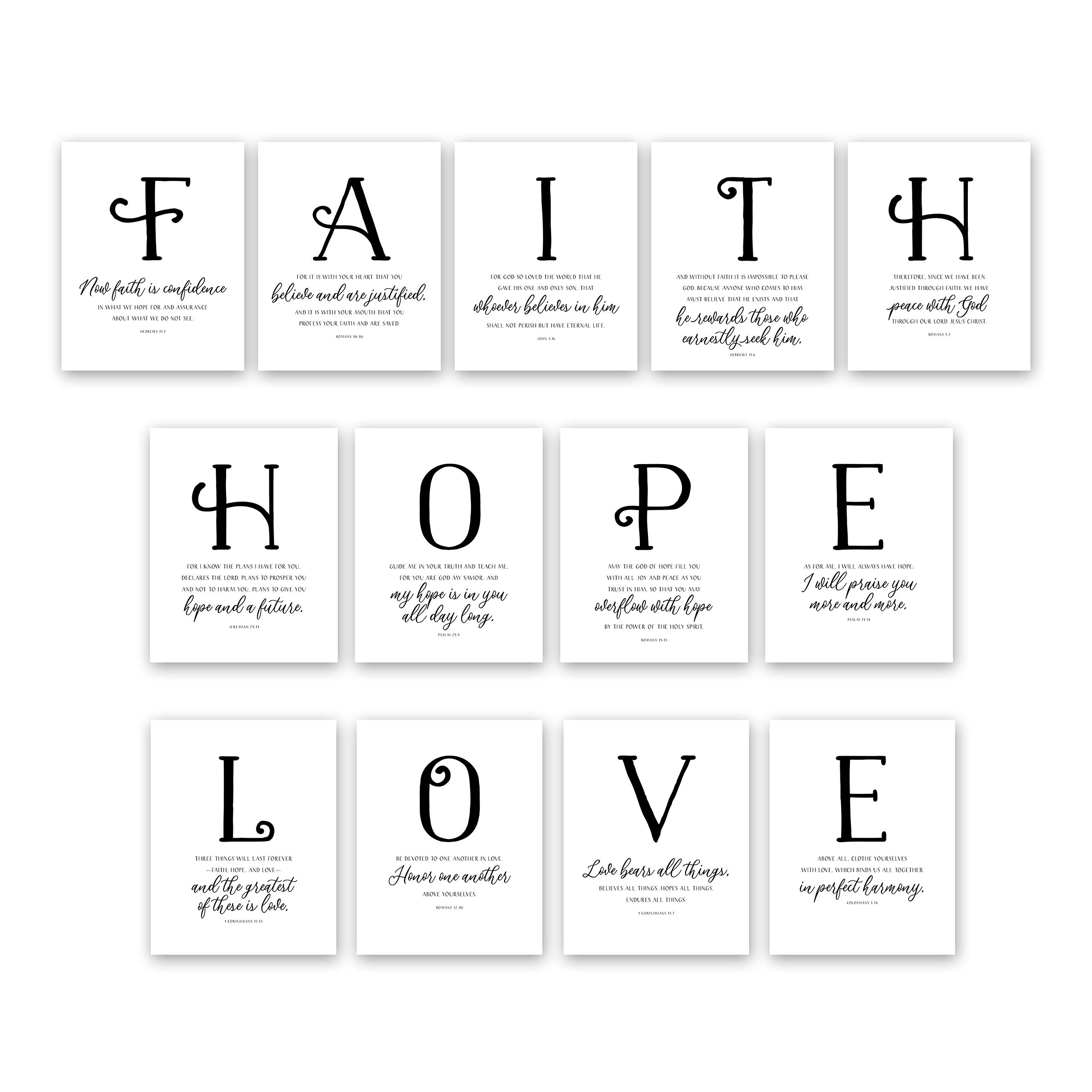 Faith Hope Love Bible Verses Christian Wall Decor 8x10 Unframed