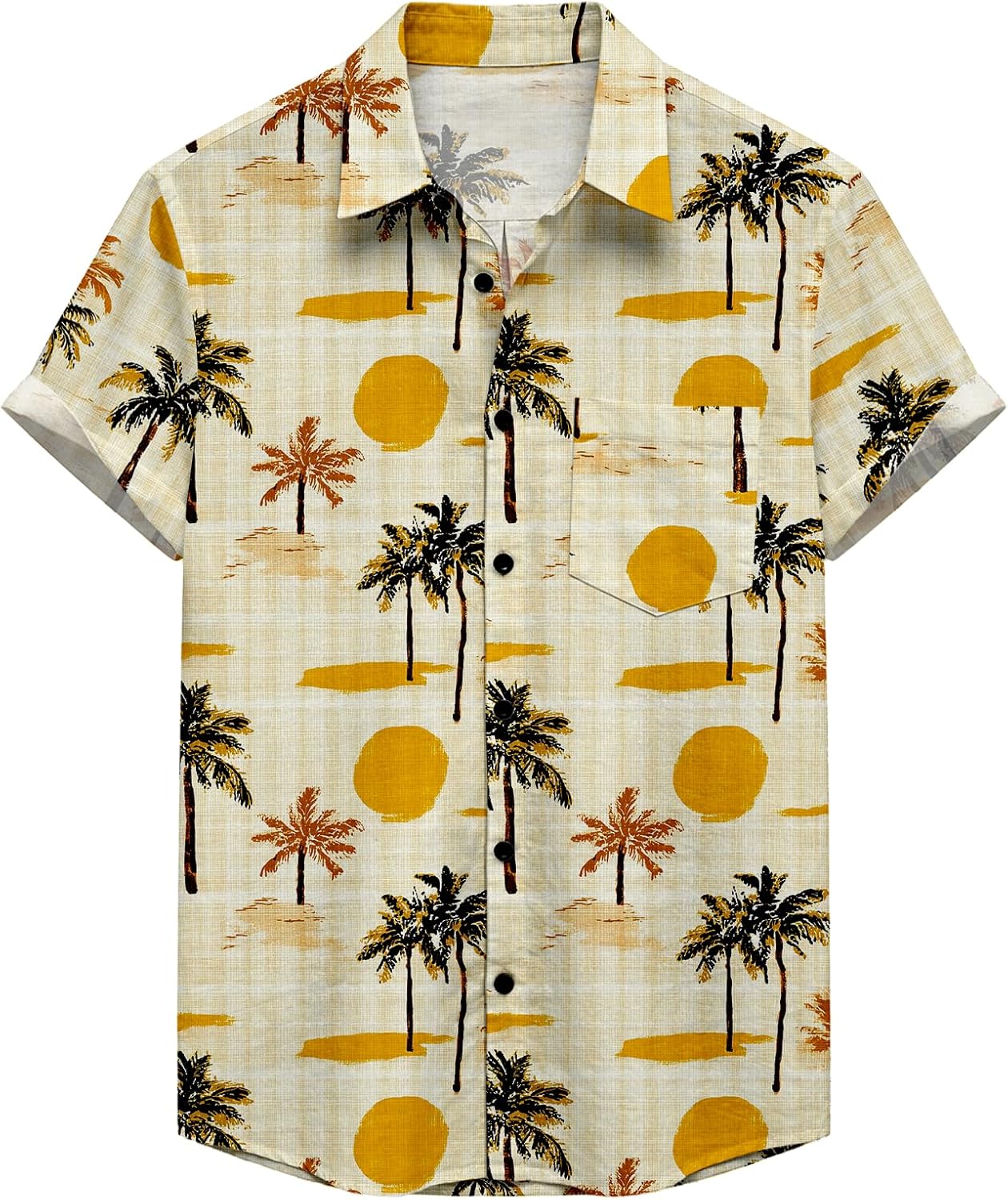 Mens Button Down Shirt Fashion Floral Printed Short Sleeve Hawaiian Shirts Summer Beach Tops with Pocket