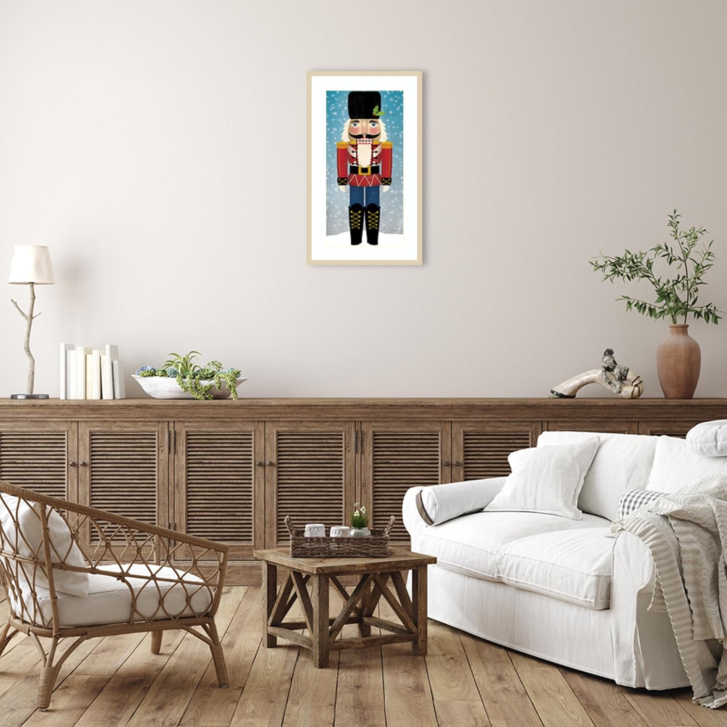 Amanti Art Framed Wall Art Print 33x20 Nutcracker I Bright by Ryan Fowler, Holidays Wall Art, Whimsical Decor, Large Poster Painting Artwork for Living Room, Bedroom, Bathroom, Kitchen, Office or