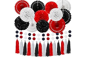 WILLBOND 29 Pcs Red Black and White Party Decorations