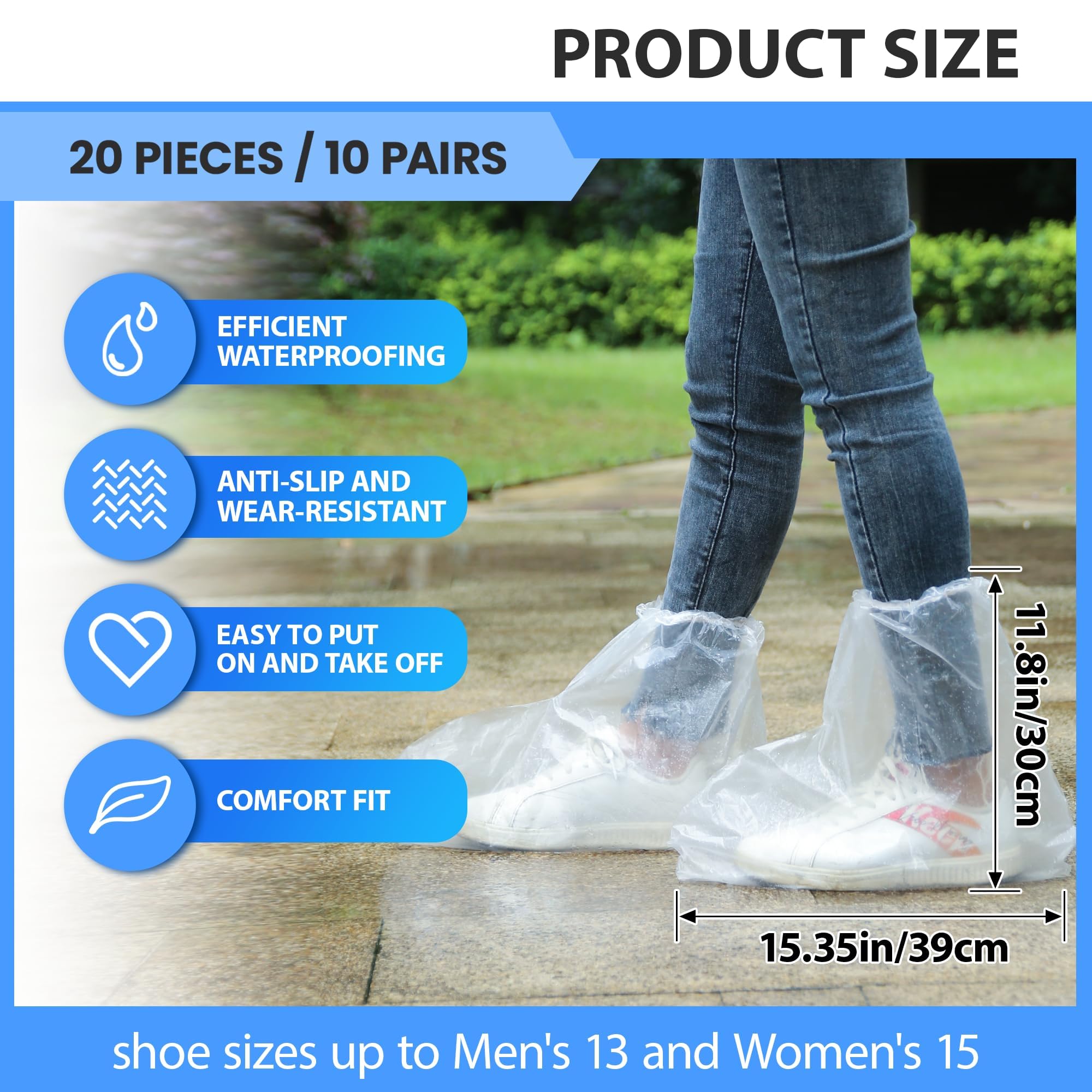 Copriscarpe Impermeabili Monouso Antiscivolo Trasparenti con Elastico per Pioggia Uomo Donna