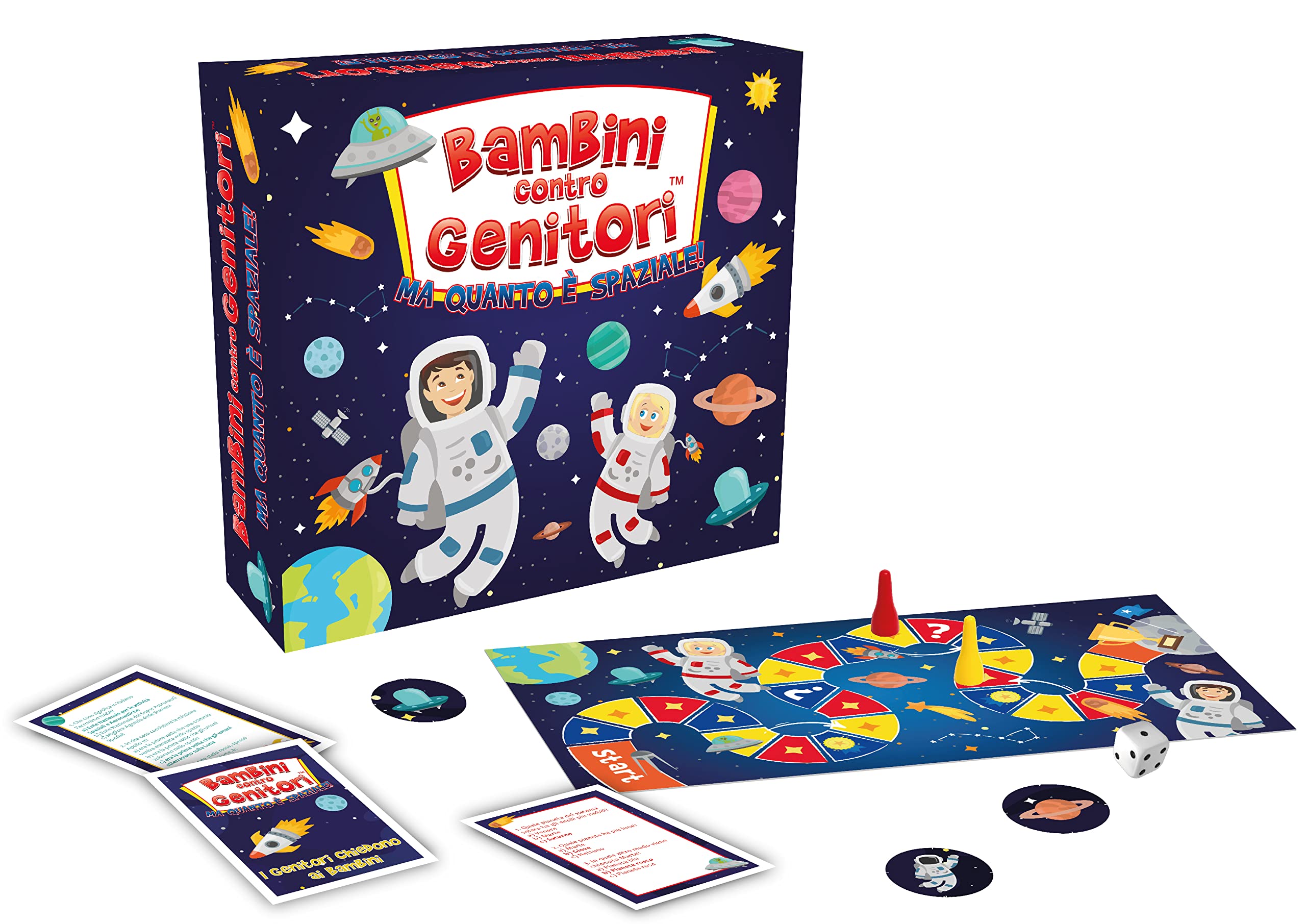 Gioco da Tavolo Quiz Educativo Gioco di Carte per Famiglie Giochi Educativi per Bambini e Adulti | Bambini contro Genitori Ma Quanto é Spaciale | dai 6 Anni