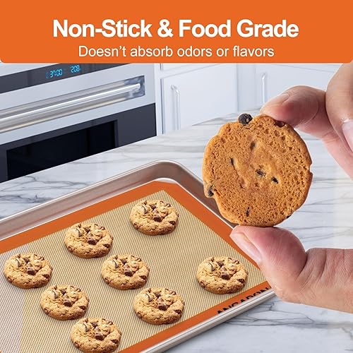 Miniatura 3 de Juego de sábanas de silicona para hornear, fácil de limpiar y antiadherente, de grado alimenticio, reutilizable, 2 medias hojas de silicona para