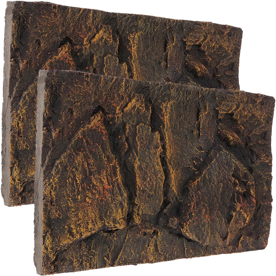 2pcs Reptile Tank Background Board PU Material Lightweight Decorative Aquarium Backdrop for Turtle Lizard and Terrarium Use Natural Rock Effect