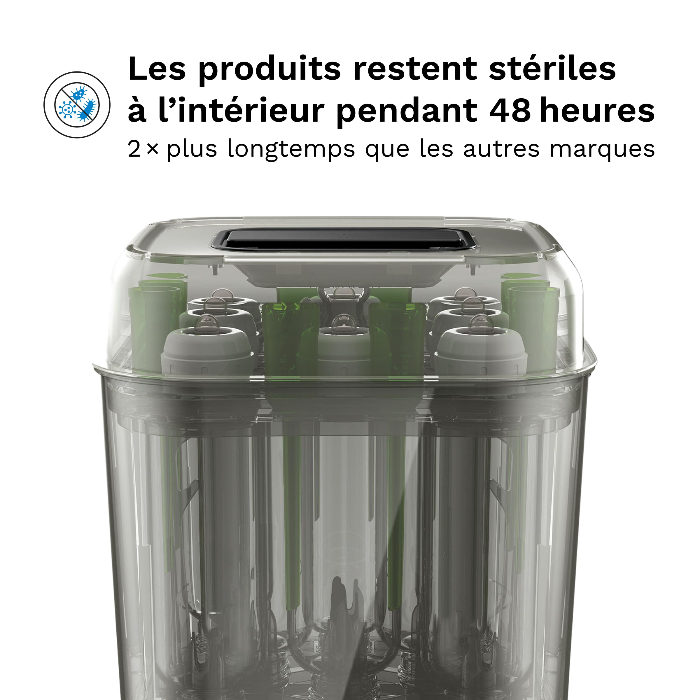 Baby Brezza - Stérilisateur biberons SuperQuick Sterilizer Dryer 10 minutes | Stérilise et sèche en 10 minutes. Grande capacité, compatible avec tous les biberons, sucettes et pièces de tire-lait