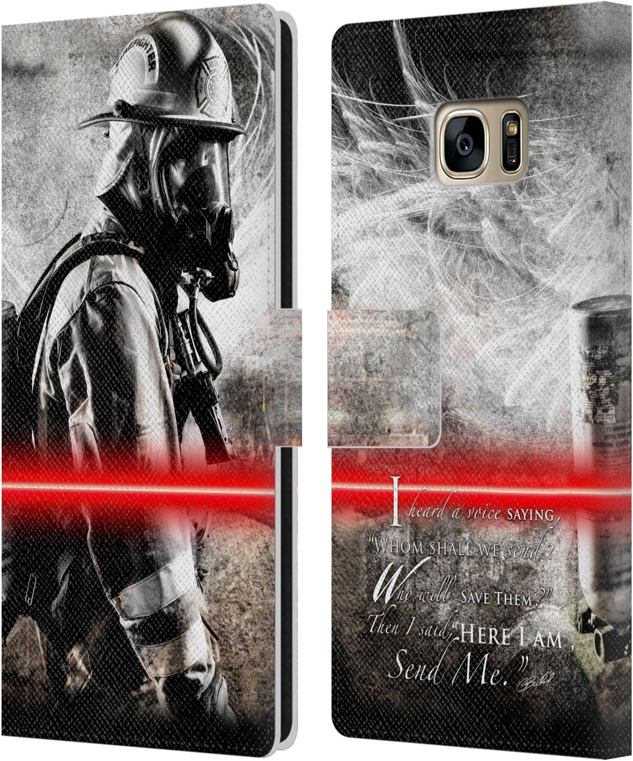 Head Case Designs Officially Licensed Jason Bullard Send Me Fireman Firefighter Leather Book Wallet Case Cover Compatible with Samsung Galaxy S7 Edge