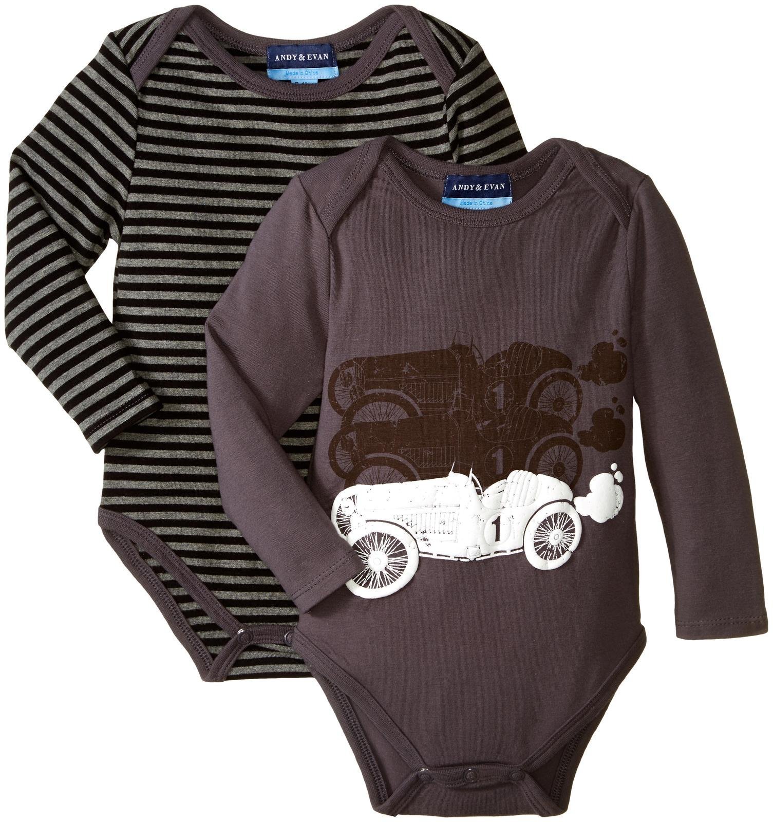 Andy & EvanBaby Boys' Race Car Graphic & Striped Bodysuit 2 Piece Set