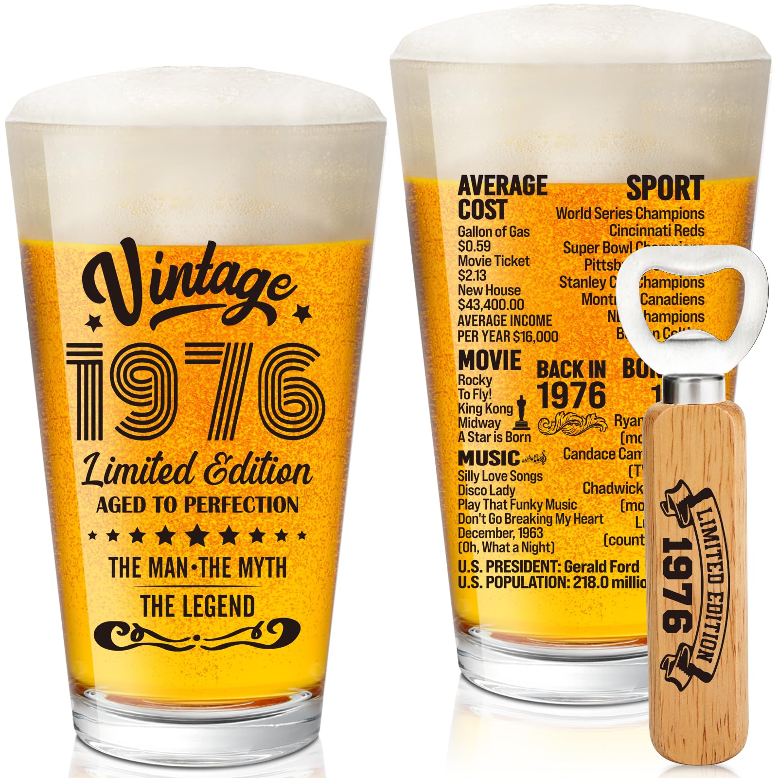 ビンテージロングペアグラス　1950年代　ロカビリー　50’s 50s Amazon.com | Henghere 50th Birthday Gifts For Men, Vintage 1976