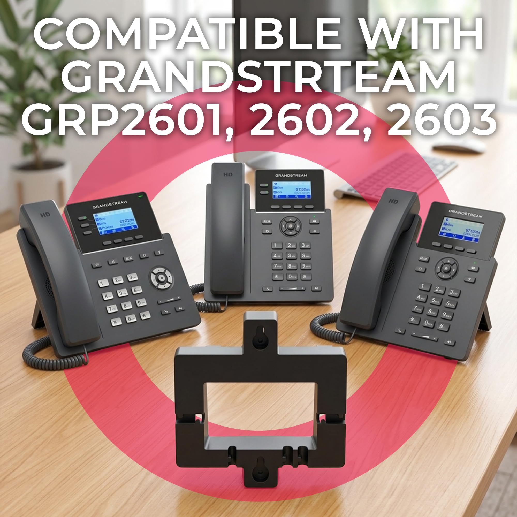 Grandstream - Supporto da parete per telefono GRP2601/2602/2603/2604/2610/2611, vestibilità sicura per postazioni di lavoro da ufficio, migliora l'accessibilità, parte 968-00030-10A / GRP-WM-A, panno